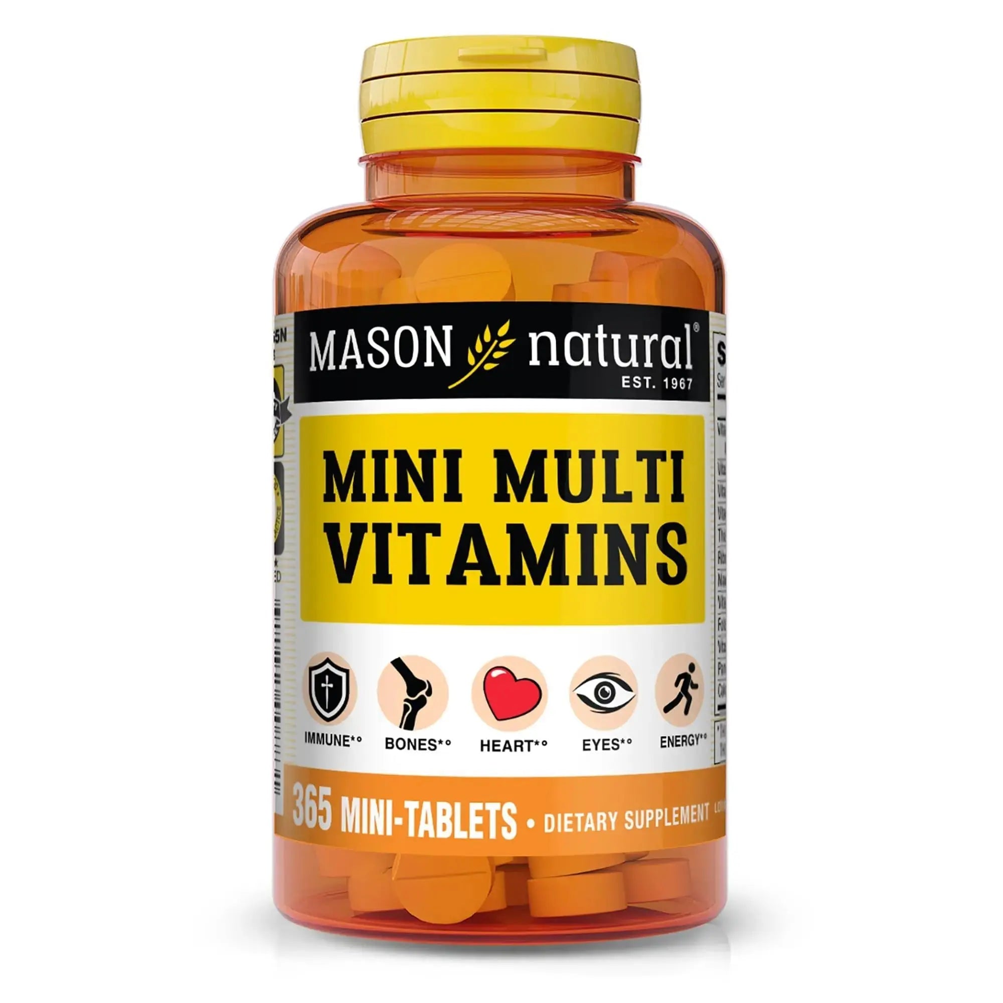 MASON NATURAL Mini Multi Vitamins, Vitamins A, C, D3, E, B1, B2, B3, B6, B12, Folate and Calcium for Overall Health, 1 Year Supply MASON NATURAL Au supplements