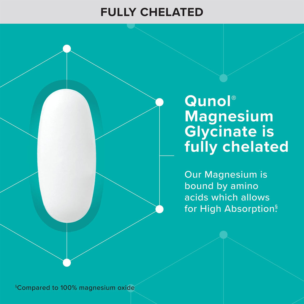 Qunol Magnesium Glycinate 300mg, 100% Glycinate Chelated Magnesium Supplement, 90ct Tablets Qunol Au supplements