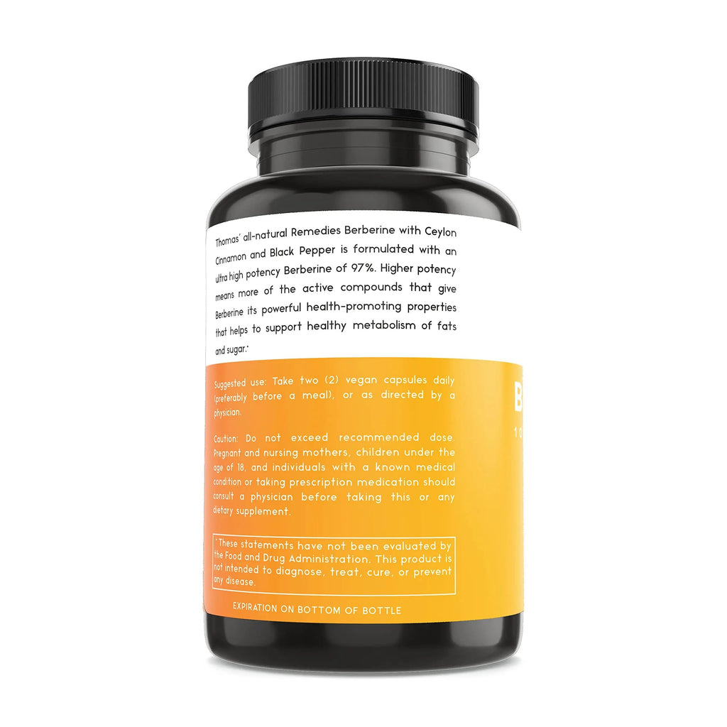Thomas' all-natural Remedies Berberine 500mg (1000mg Per Serving)- 120 Vegan Capsules Thomas' all-natural Remedies Au supplements