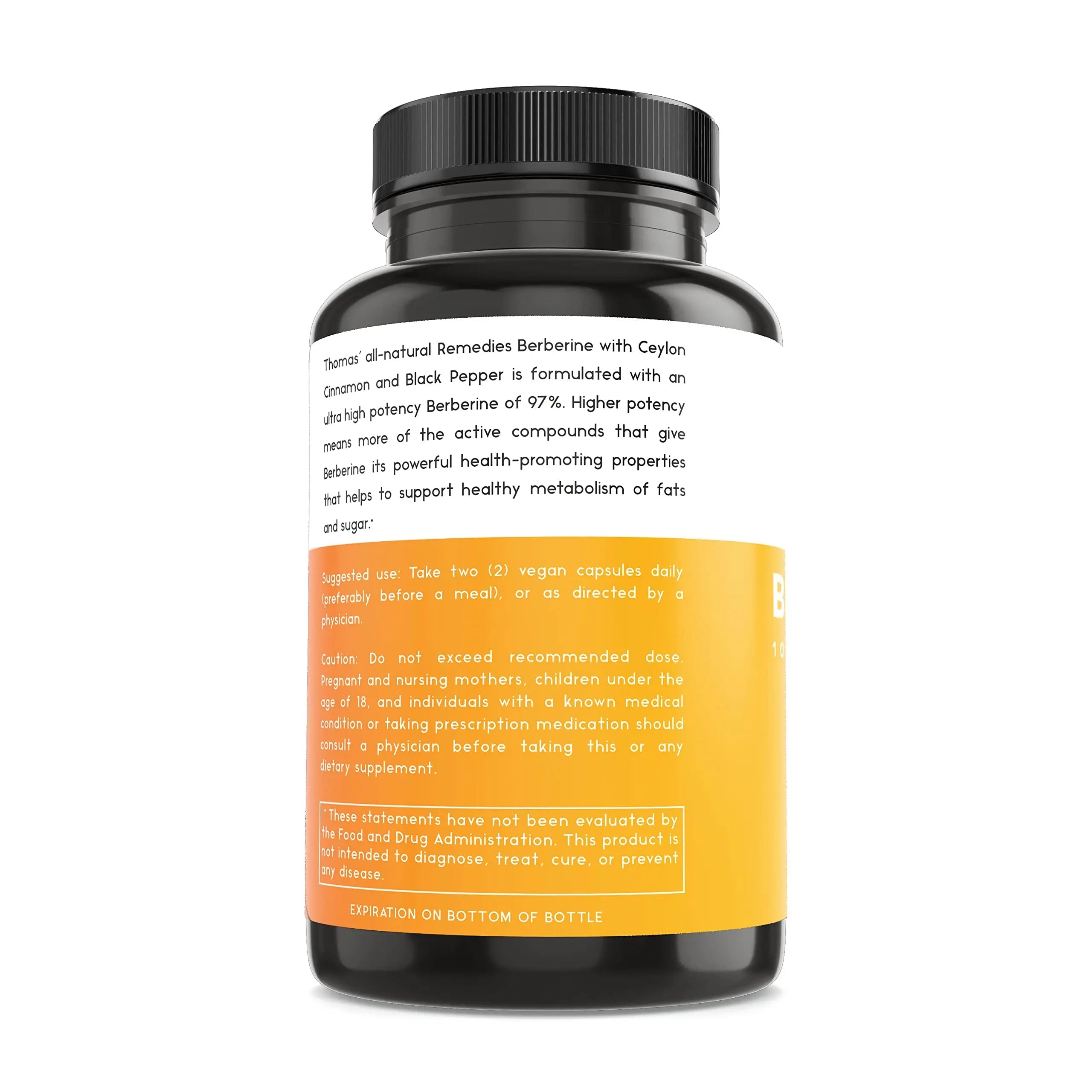Thomas' all-natural Remedies Berberine 500mg (1000mg Per Serving)- 120 Vegan Capsules Thomas' all-natural Remedies Au supplements