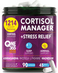 Cortisol Manager – Adrenal Support Supplement for Women & Men – Natural Stress Relief, Calm & Sleep Support – Cortisol Reducer with Ashwagandha, Magnesium, L-Theanine & Rhodiola – 90 Vegan Capsules ONE 365 Au supplements