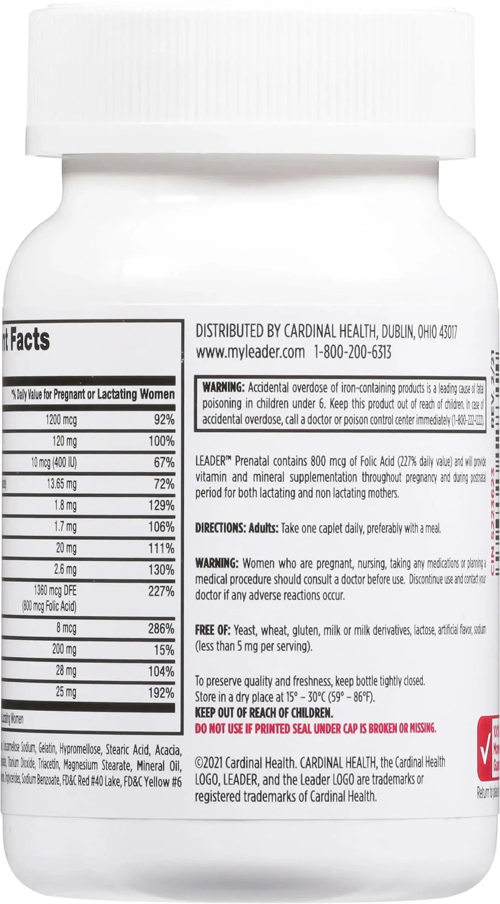 Leader Prenatal Multivitamin with 800mcg Folic Acid & Essential Nutrients for Healthy Pregnancy & Fetal Development, High Potency Vitamin Leader Au supplements