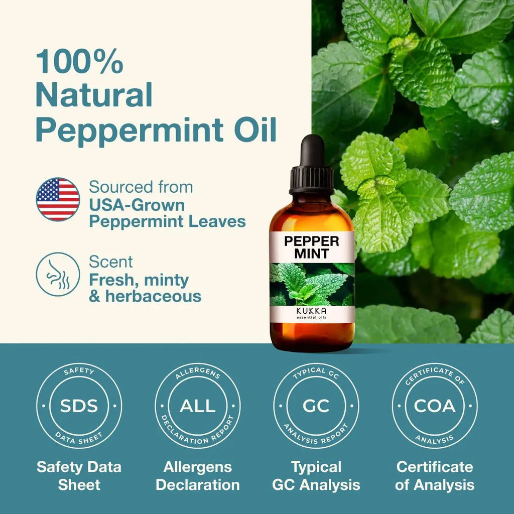 Kukka Peppermint Oil for Hair - Natural Mint Essential Oils - Premium Grade Natural Peppermint Essential Oil KUKKA essential oils Au supplements