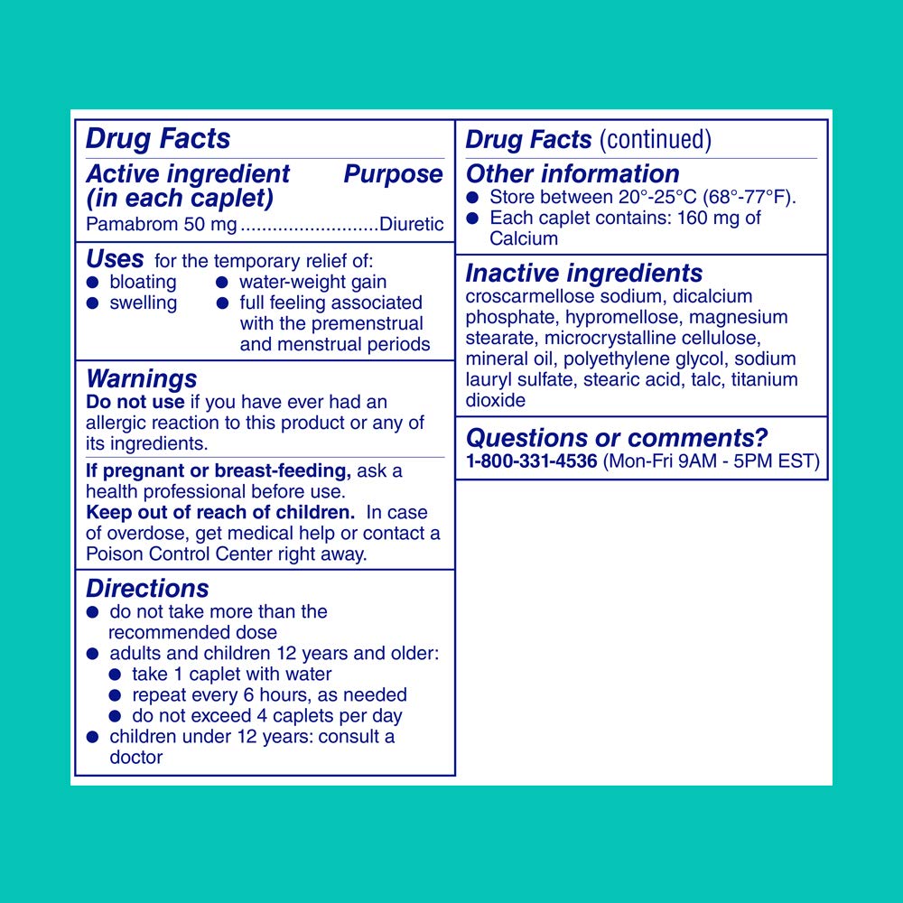 Midol Bloat Relief Caplets with Pamabrom, Relieve Bloating Symptoms Before and During Your Period, Provides Up to 6 Hours of Relief for Women, 60 Count Midol Au supplements