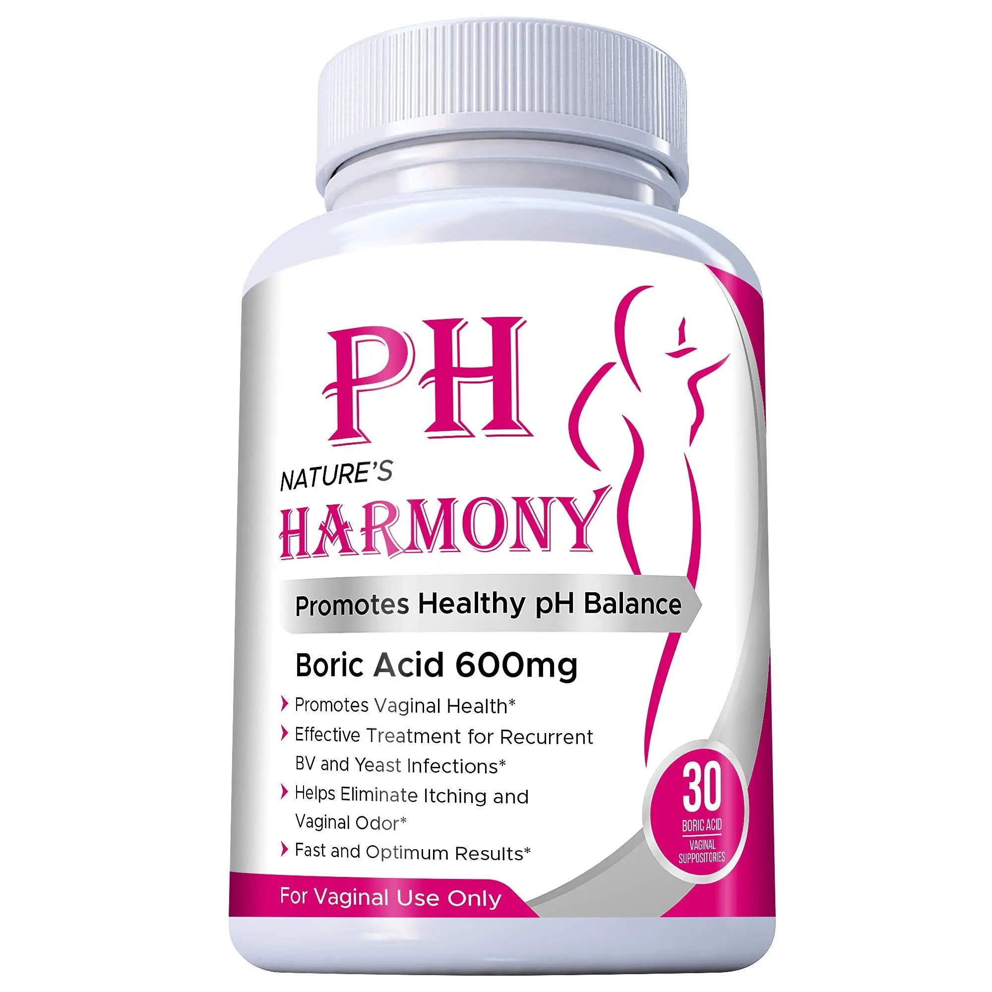 PURE PLANT HOME Boric Acid Suppositories Nature's Harmony 30 Count 600 mg 100% Pure Made in USA N'more Au supplements