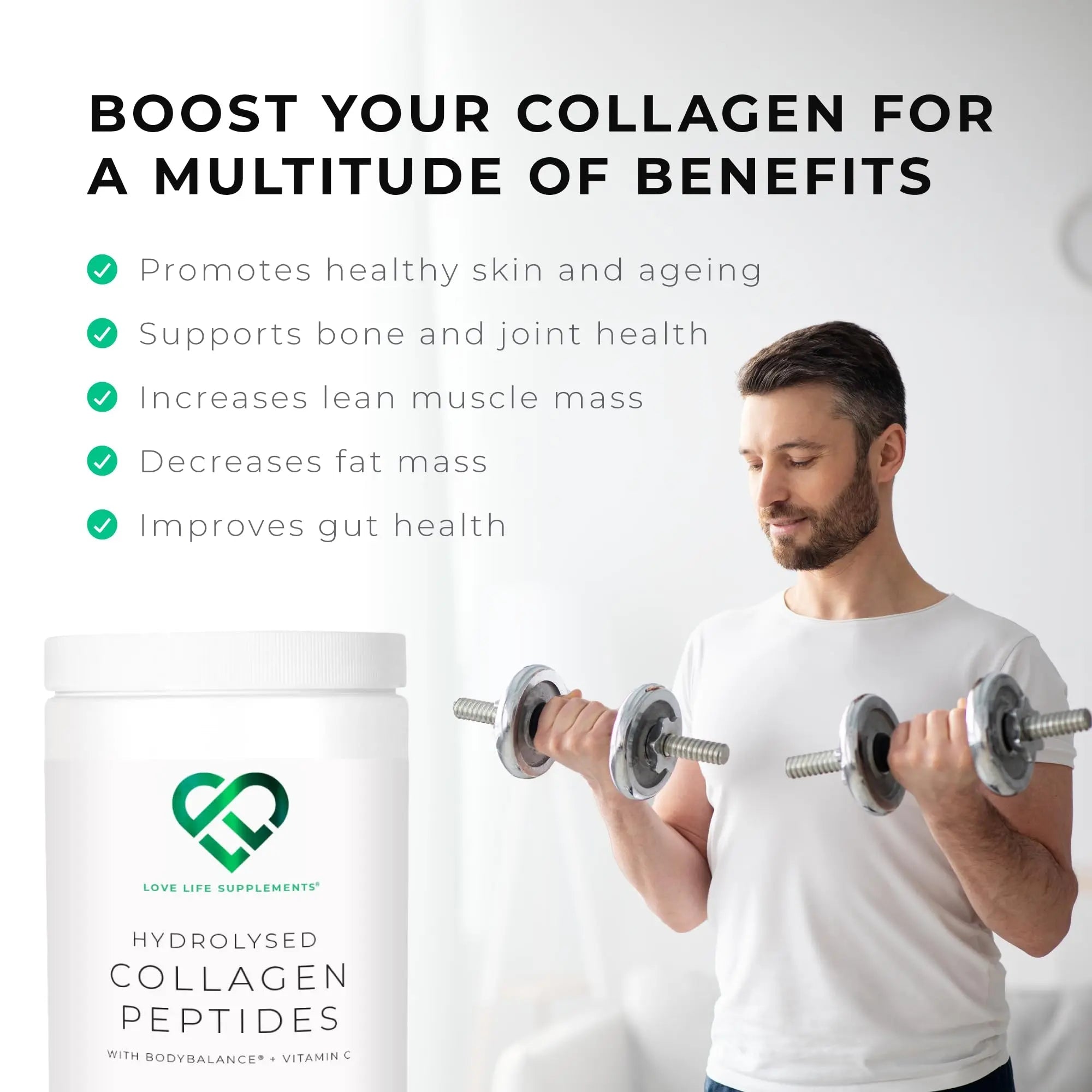 BODYBALANCE® Collagen Powder by LLS - Hydrolysed Bovine Collagen Peptides Types 1 & 3 with Vitamin C - Joint, Ligament LOVE LIFE SUPPLEMENTS Au supplements