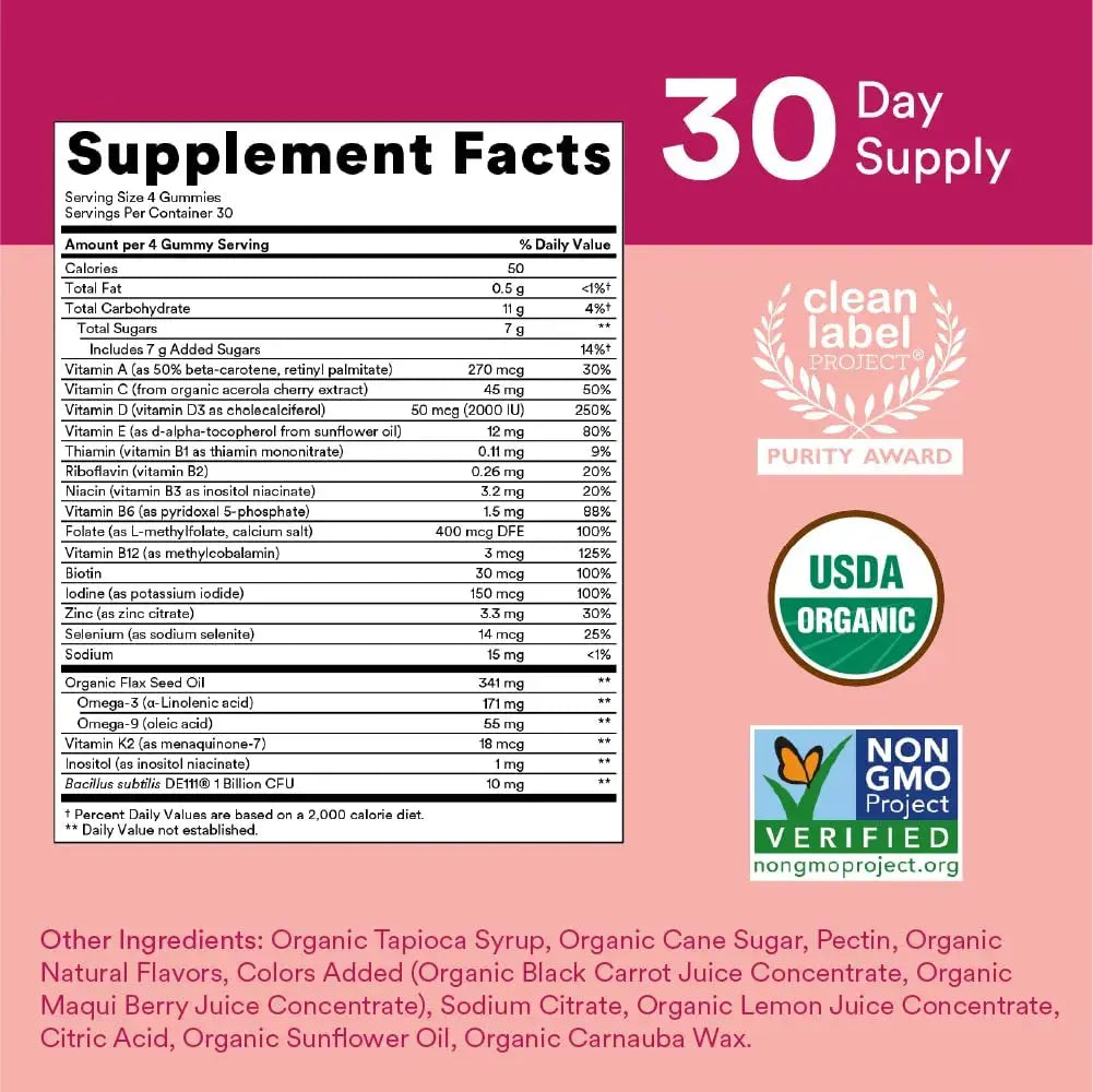 SmartyPants Organic Women's and Toddler Multivitamin Gummies with Probiotics, Omega 3, Vitamins D3, B12, C, A, K, Zinc and More SmartyPants Au supplements