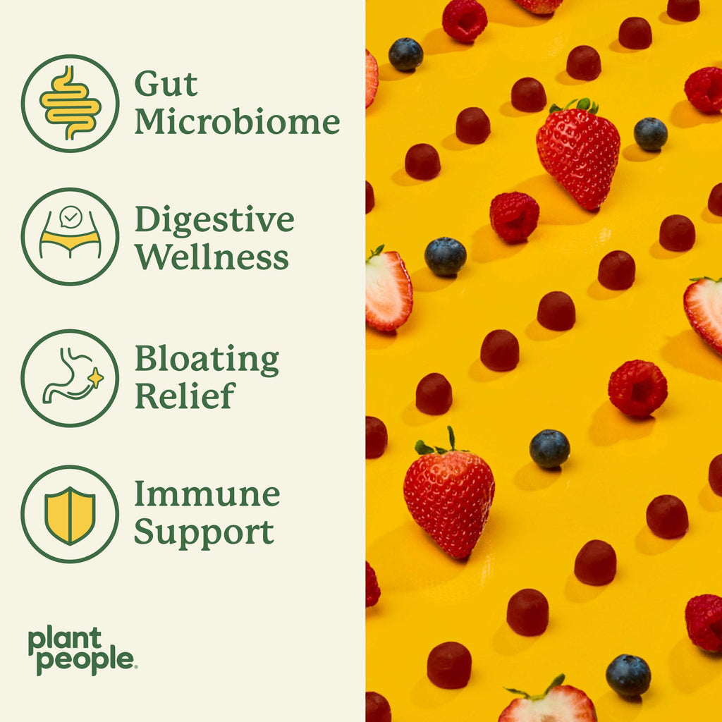 Plant People WonderBiome 2-in-1 Prebiotic + Probiotic Gummies – Zero-Sugar Vegan Digestive Health & Bloating Relief – 5 Billion CFU Bacillus Subtilis DE111 + Artichoke & Chicory – 60 Count Plant People Au supplements