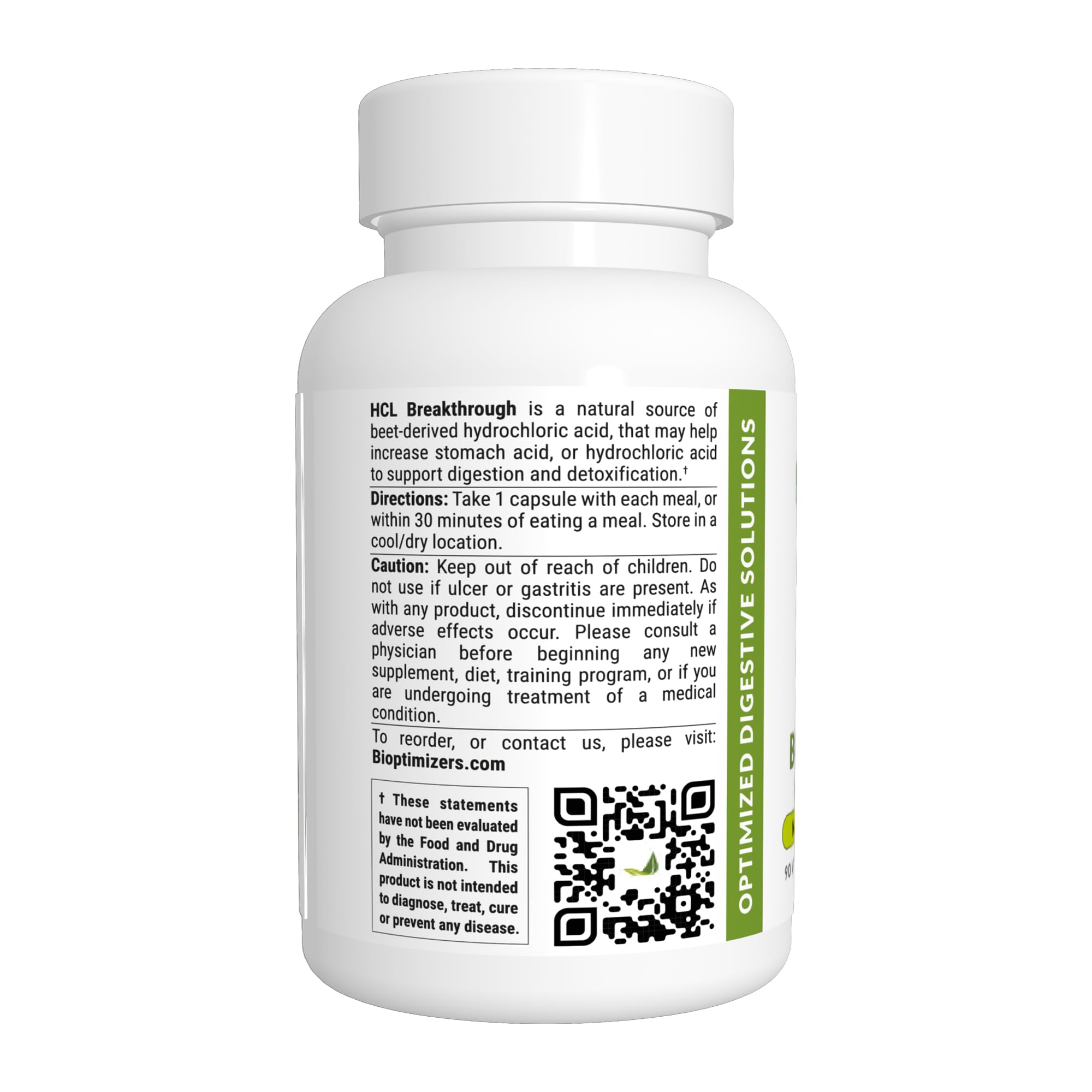 BIOptimizers HCL Breakthrough - Betaine Hydrochloride Enzymes Supplement - Assists with Protein Breakdown and Absorption - Helps Gas and Heartburn Relief