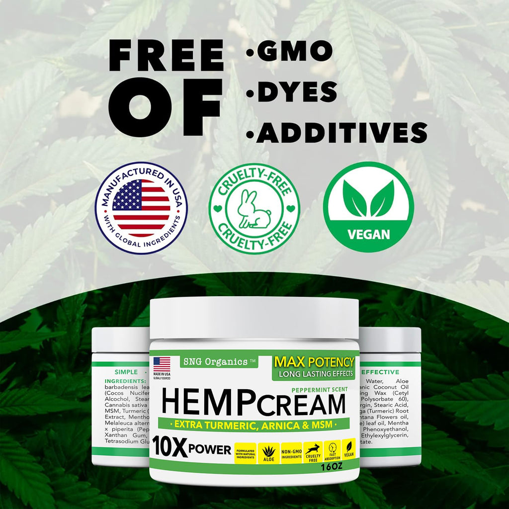 Super Natural Goods Hemp Cream with Hemp Oil, Turmeric, Arnica & Menthol – Botanical Cream with a Cooling Sensation for Localized Application (8oz) Super Natural Goods Au supplements