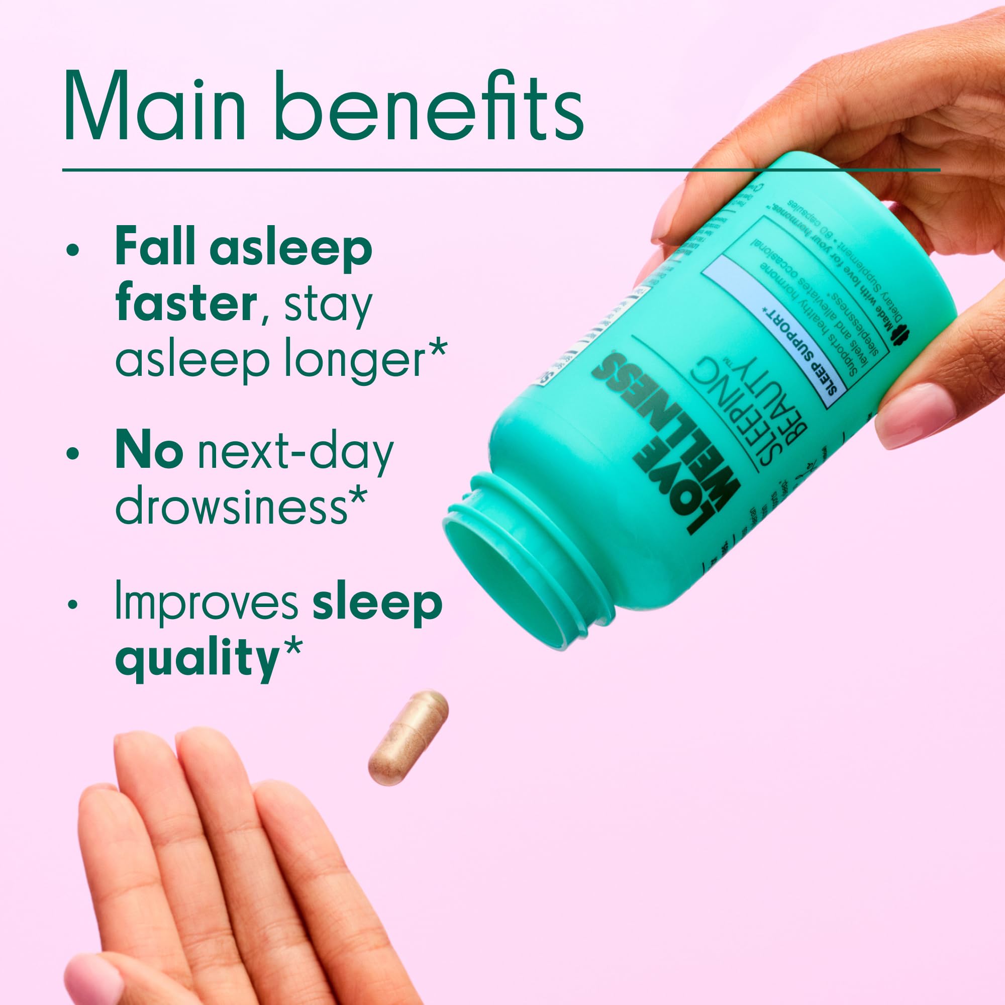 Love Wellness Sleeping Beauty | Sleep Support with Melatonin, Magnesium & L-Theanine | Promotes Restful Sleep, Relaxation & Calmness | Organic Valerian Root Powder & Lemon Balm | 60 Count Love Wellness Au supplements