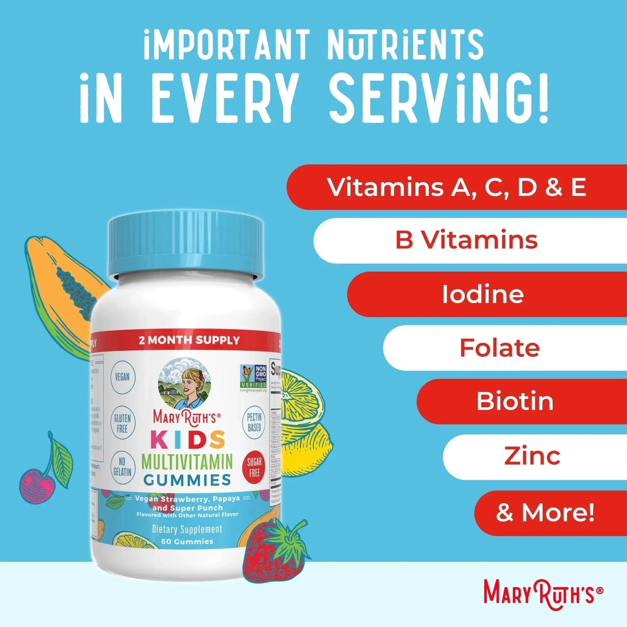 MaryRuth Organics Multivitamin and Probiotic Gummies (Strawberry) for Kids | Clean Label Project Verified® | Vitamins for Gut Health MARYRUTH'S Au supplements