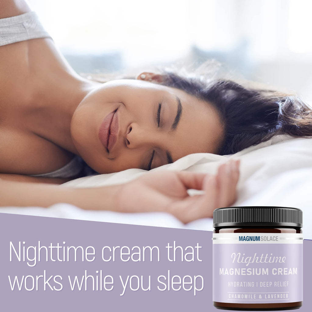 Magnum Solace Magnesium Lotion – Nighttime Magnesium Cream – Apply to Legs, Arms or Chest - Topical Magnesium Chloride – USA Made and Safe for Kids (Chamomile Lavender) Magnum Solace Au supplements