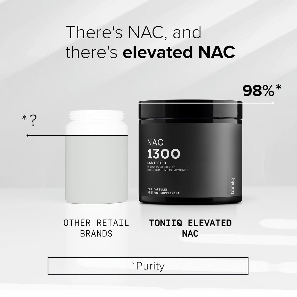 Toniiq 1300mg NAC - 4 Month Supply - Min. 98%+ Tested Purity - Ultra High Strength Bioavailable NAC Cysteine Supplement - 240 Vegetarian N Acetyl Cysteine Capsules -Lab Tested TQ Toniiq Au supplements