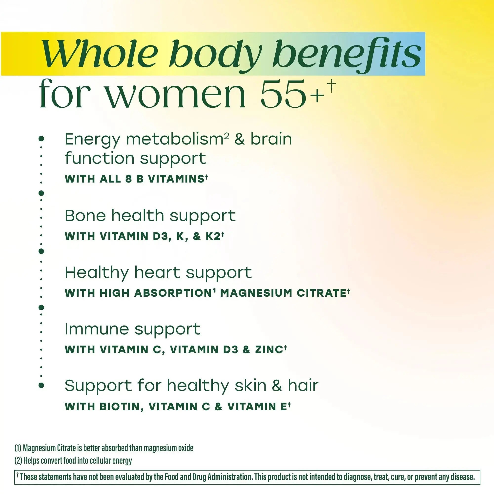 MegaFood Whole Body 55+ Womens Multivitamin - Multivitamin for Women - Vitamin D3 K2, Magnesium Citrate, Biotin & Folate - Bone Health MegaFood Au supplements