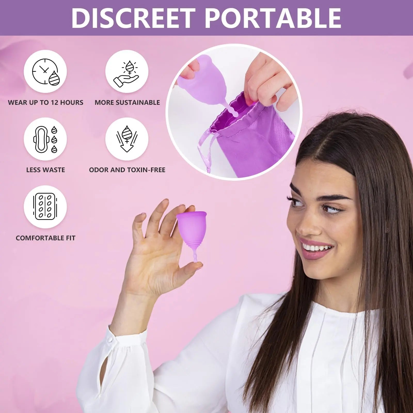 AURUZA Menstrual Cups, Set of 2 Reusable Period Cups Kit for Girls & Women, Silicone Soft Cups AURUZA Au supplements