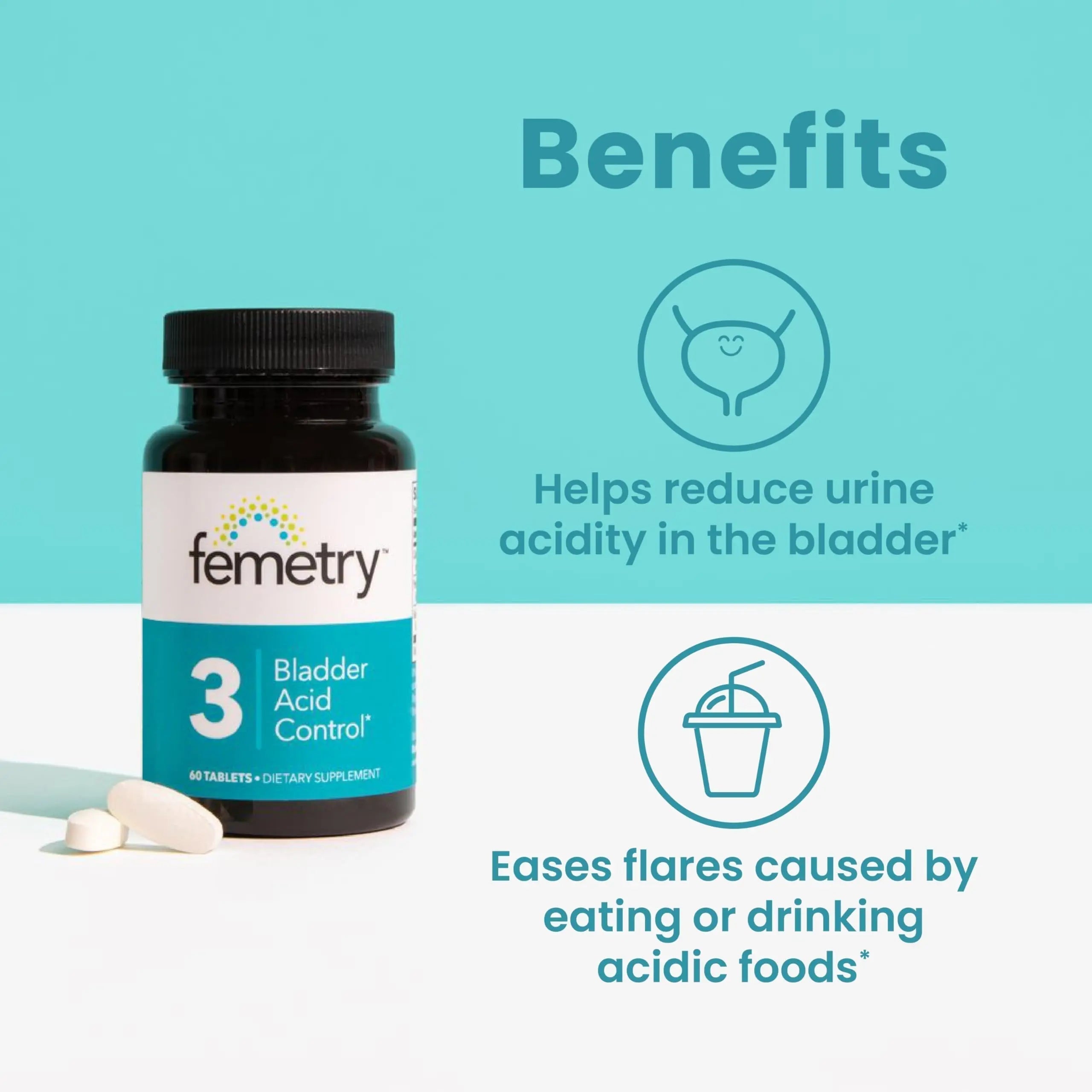 LifeSeasons Femetry Bladder Acid Control - Support for Interstitial Cystitis - Reduce Urine Acidity in The Bladder - Eases Flares Caused by Eating or Drinking Acidic Foods - 60 Tablets LifeSeasons Au supplements