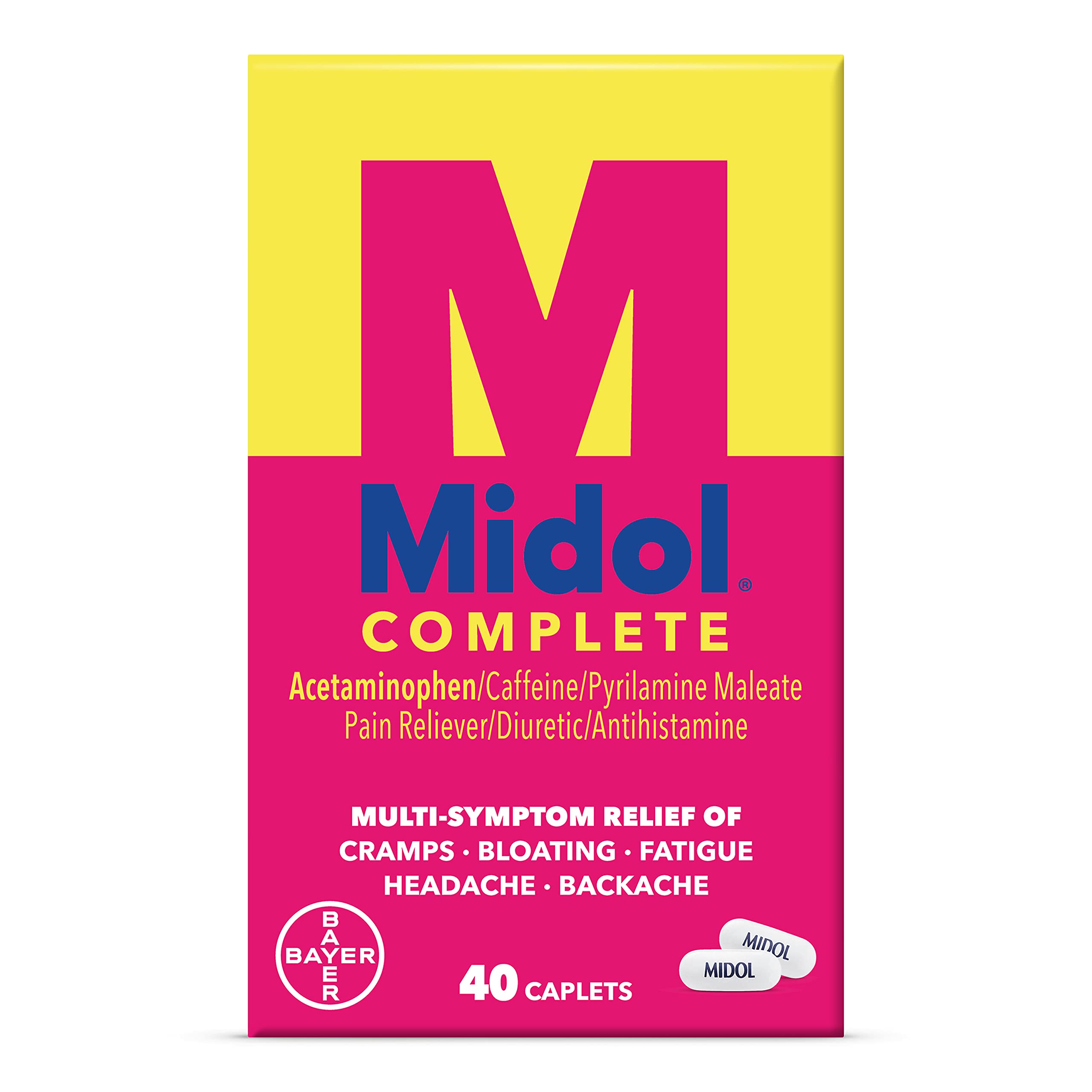 Midol Complete Menstrual Pain Relief Caplets, 40 Count - Provides Cramp, Headache, and Bloating Relief Midol Au supplements