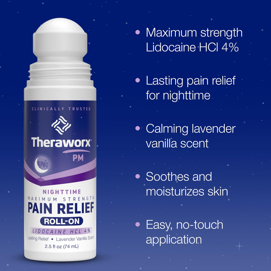 Theraworx Nighttime Maximum Strength Pain Relief Roll-on with Lidocaine – 2.5 oz - 2 Count Theraworx Au supplements