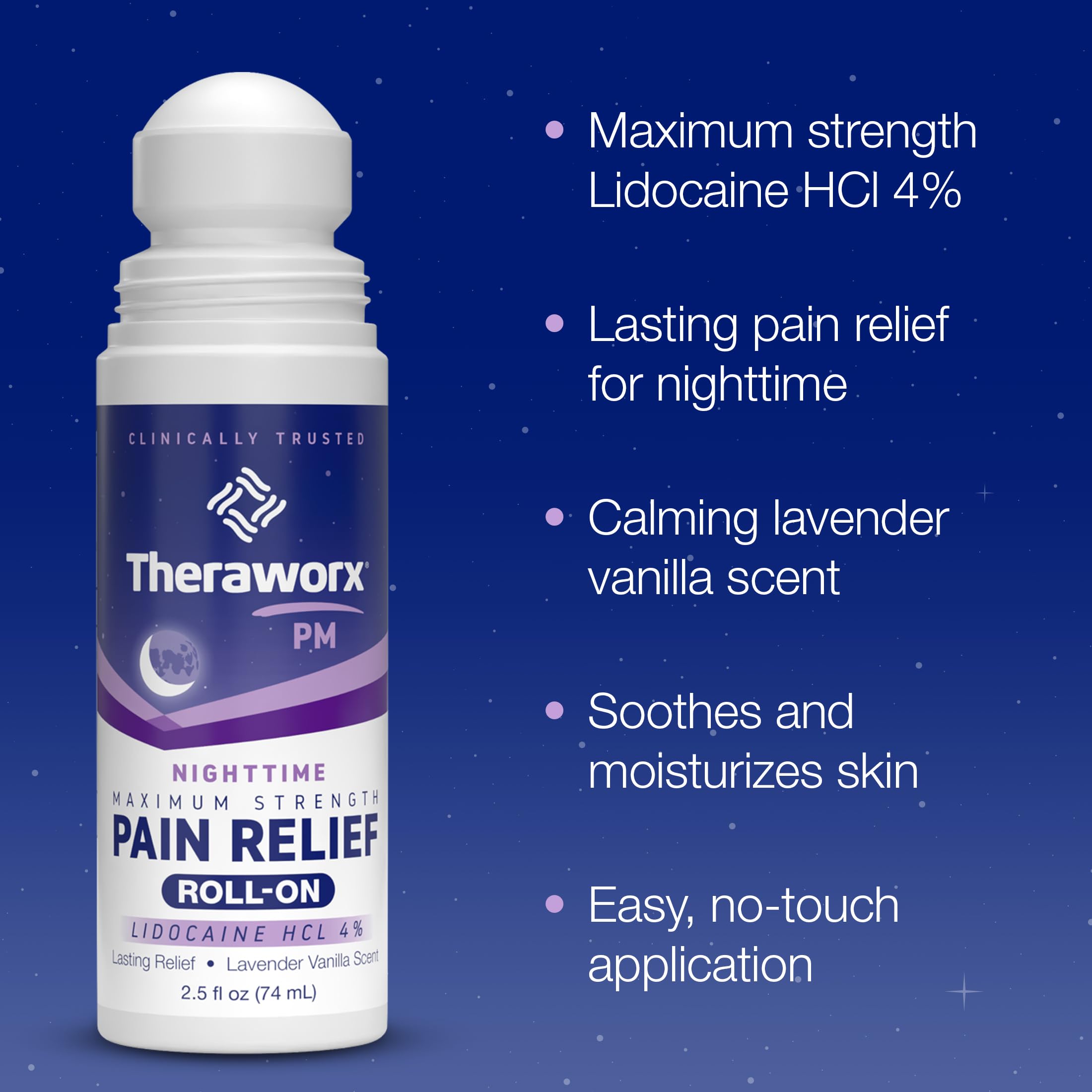 Theraworx Nighttime Maximum Strength Pain Relief Roll-on with Lidocaine – 2.5 oz - 2 Count Theraworx Au supplements