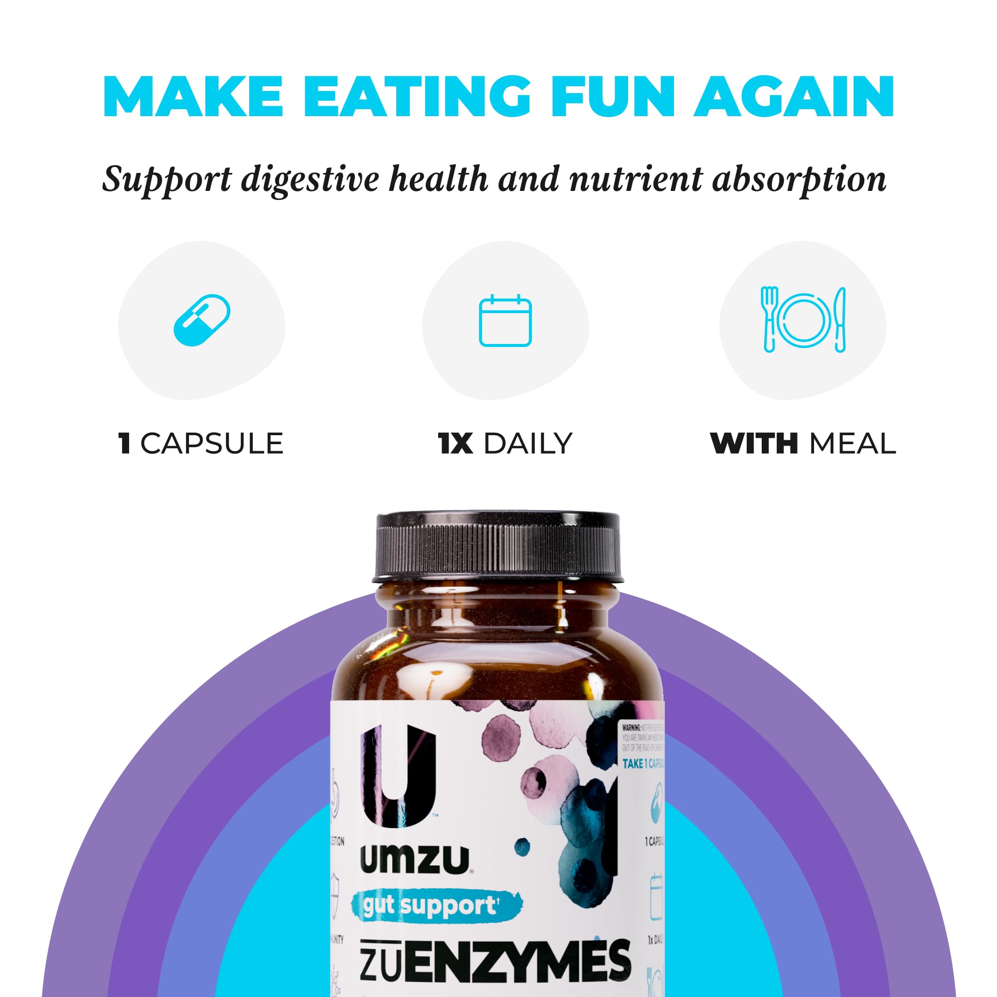 UMZU zuEnzymes Digestive Support Supplement, (30 Day Supply) – 21 Enzyme Blend with Lipase Protease & Amylase – Digestive Enzymes for Gut Health & Probiotic Daily