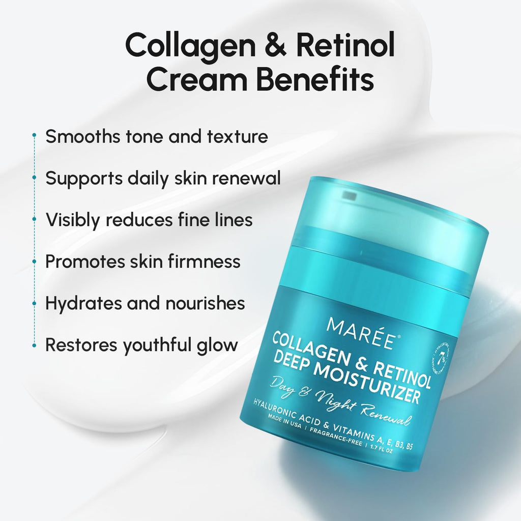 MAREE Face Moisturizer Retinol Cream for Face – Daily Wrinkle Cream for Women – Anti-Aging Face Cream – Facial Moisturizer with Collagen