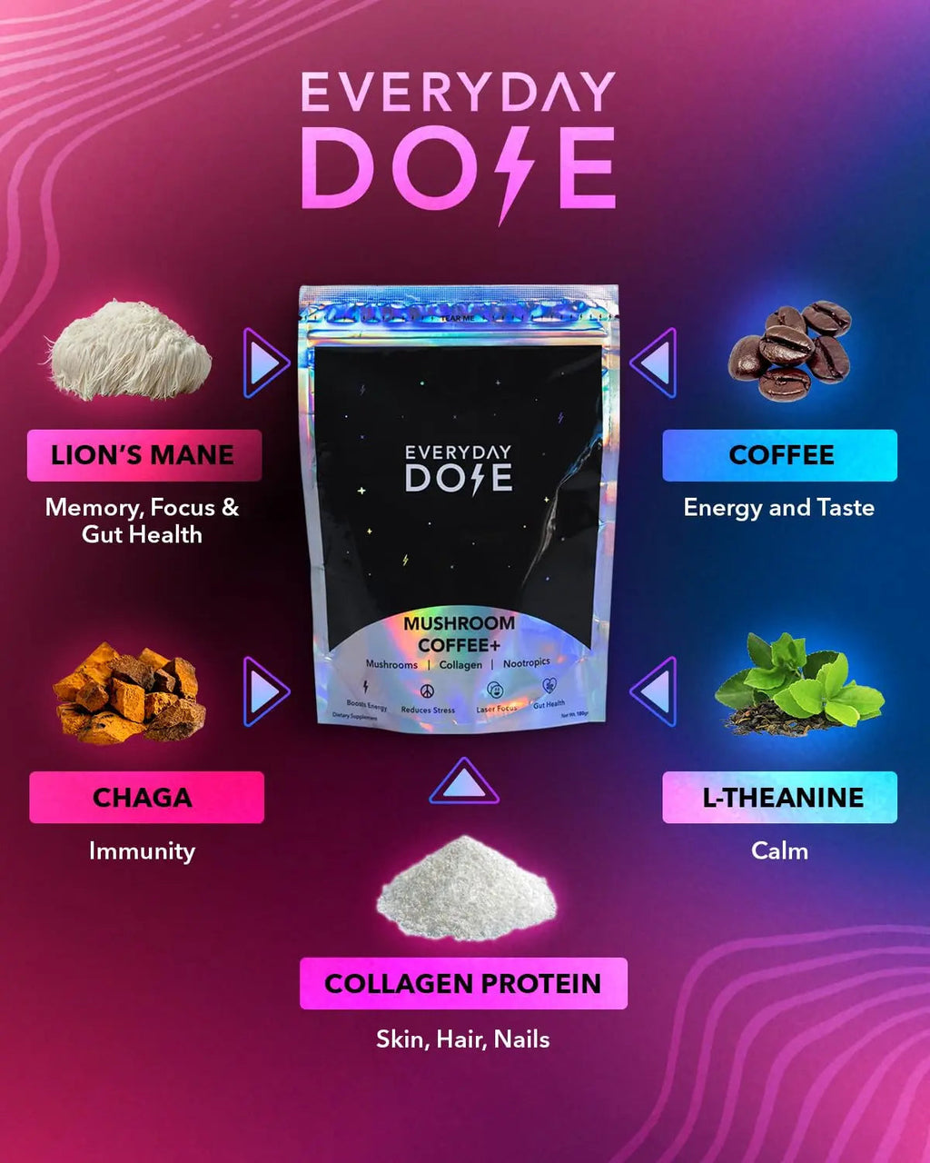 The Mushroom Latte by Everyday Dose | Premium Coffee Extract with Grass-Fed Collagen Everyday Dose Au supplements