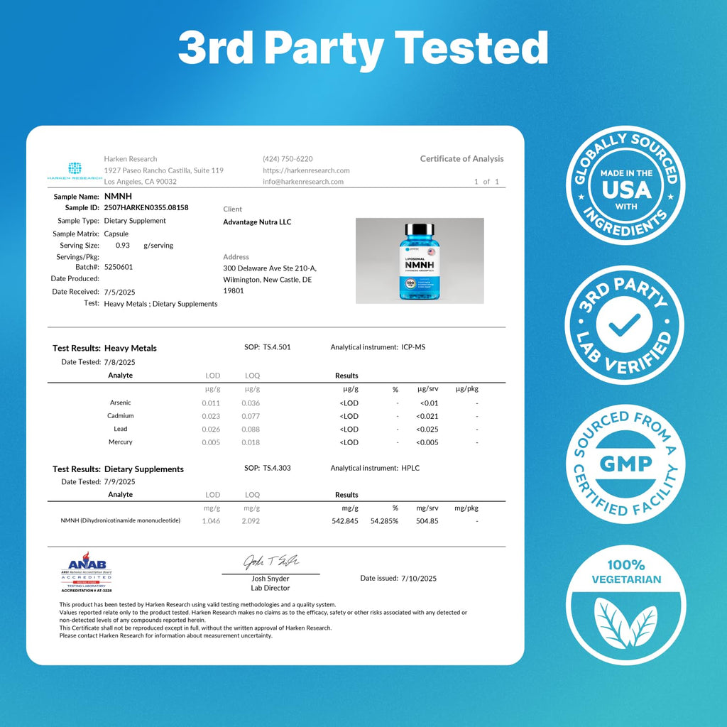 Liposomal NMNH 500 MG - NMN Supplement Alternative - NAD Supplements for Women & Men | Healthy Anti Aging - Cell Support for Energy, Focus & Skin - Advanced NAD+ Resveratrol 3-Party Tested | 1 Pack AdvantageNutra Au supplements