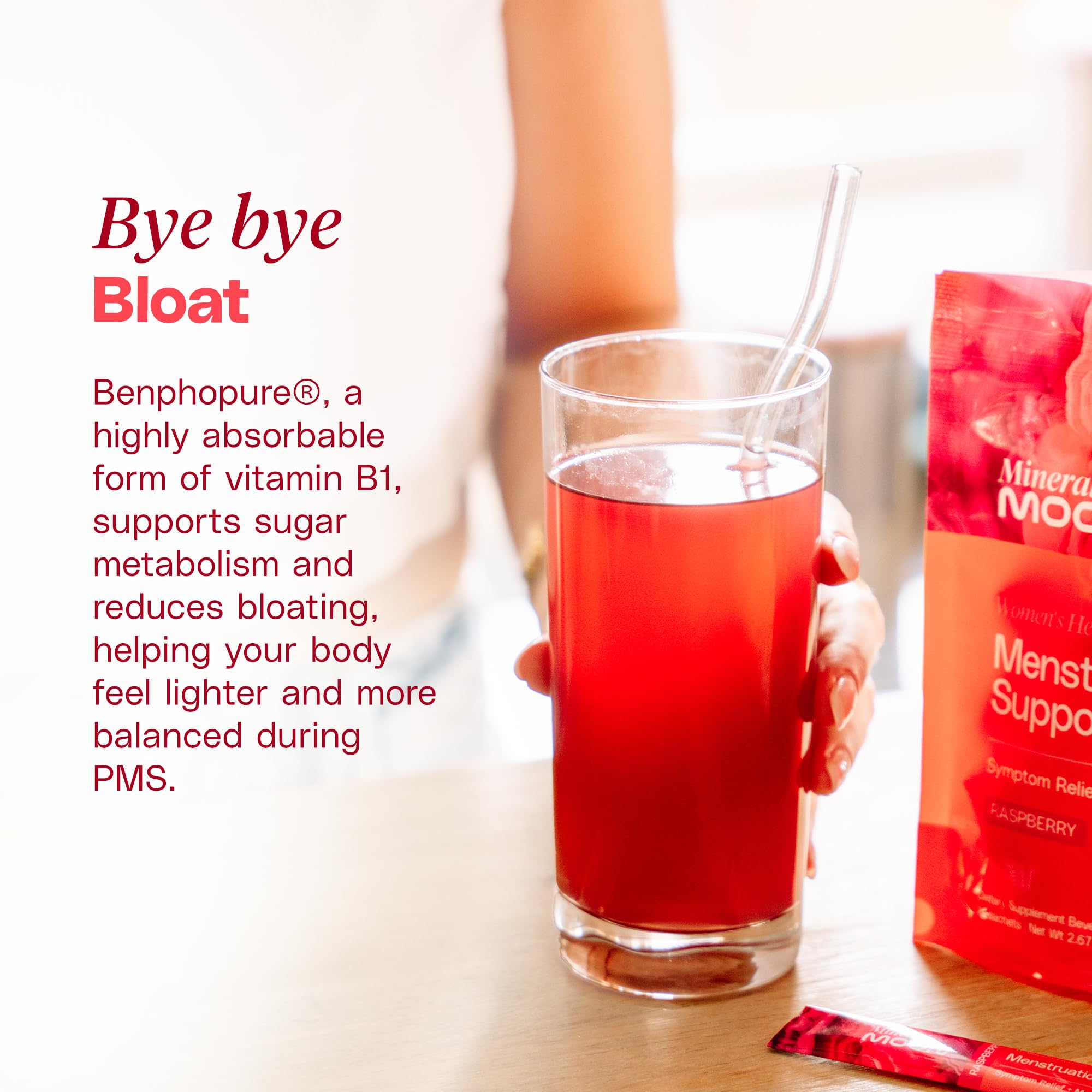Mineral Moon Premium Menstruation Support - 14 Sachets Raspberry Drink - Hormonal Balance & PMS Support - Reduce Period Cramps, Fatigue & Nausea -with Magnesium Bisglycinate, BenfoPure B1 & Vitamin B6 Mineral Moon Au supplements