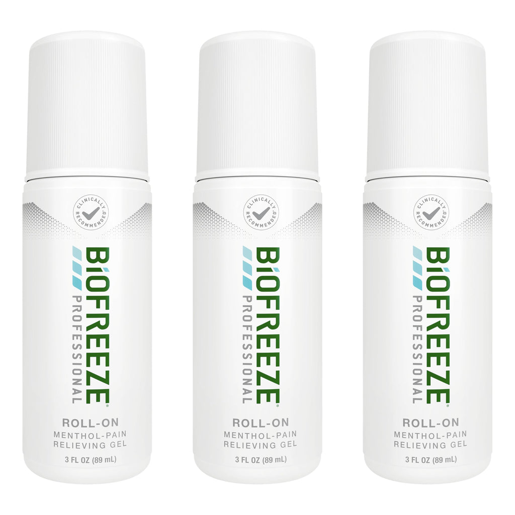 Biofreeze Professional Pain Relief Roll On, Travel Size Arthritis Discomfort Reliever, Fast Acting & Long Lasting Formula, Cooling Menthol Gel 3 Fl Oz (Pack of 3) Biofreeze Au supplements