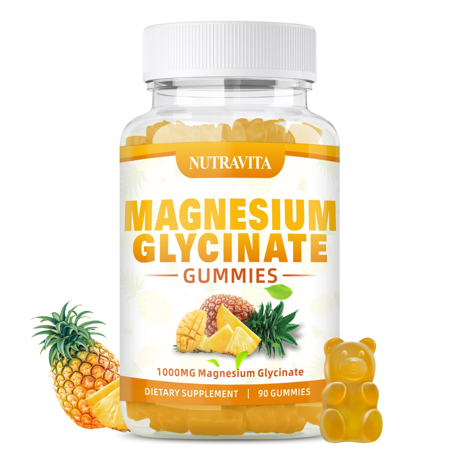 Magnesium Glycinate Gummies 1000mg with Magnesium L-Threonate,Chelated Magnesium Potassium Complex Supplement with VitD, B6, CoQ10, Calcium,Supports for Memory, Calm,
