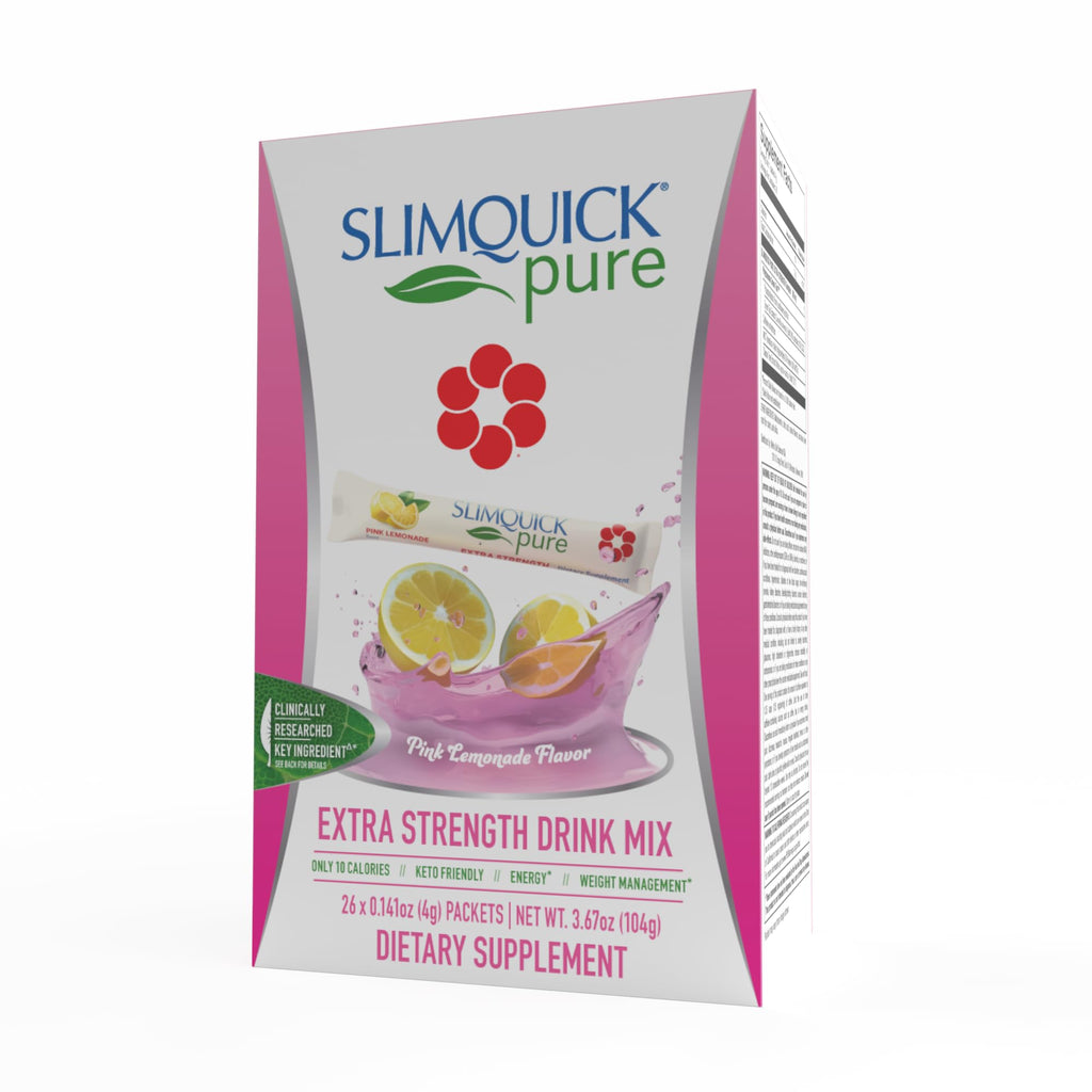 SlimQuick Pure 3X Extra Strength Drink Mix Packets, Metabolism & Weight Management for Women, Helps in Fat Breakdown, with Green Tea, Caffeine, Chaste Tree,