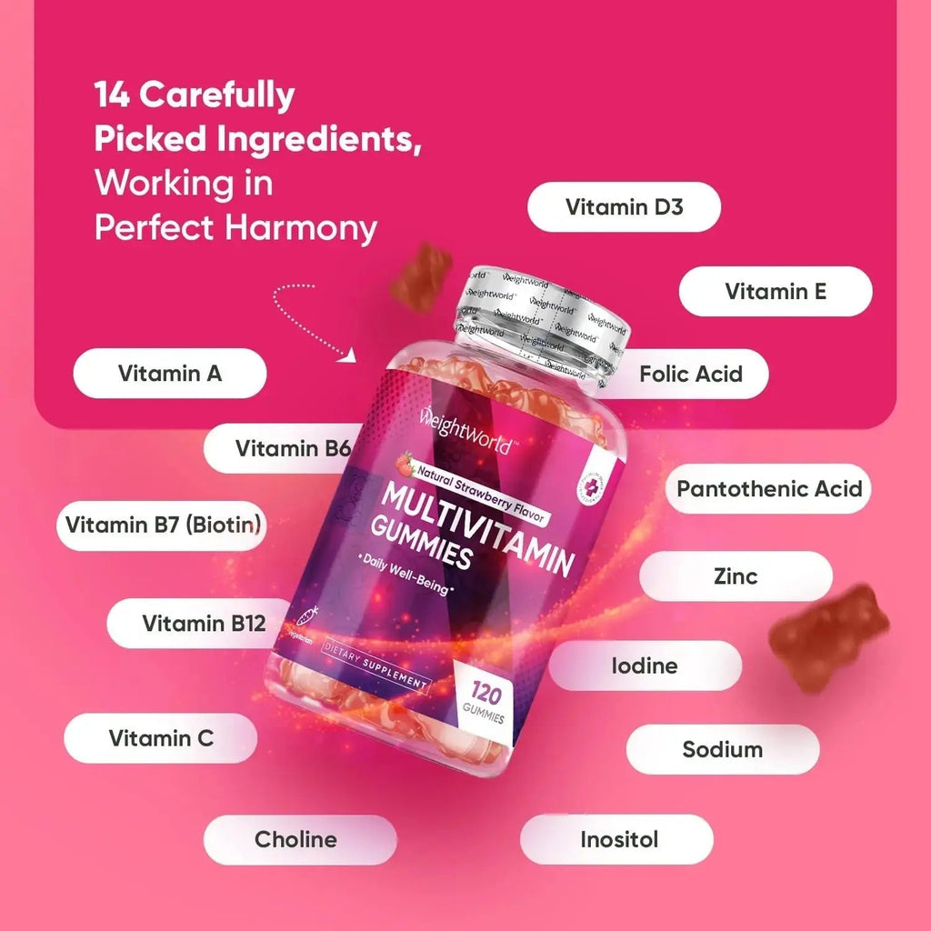 WeightWorld Adult Multivitamin Gummies for Women & Men of All Age - Halal-Suitable with Key Ingredients Like Vitamin A, C, D3, B6, B12 & Biotin WeightWorld Au supplements
