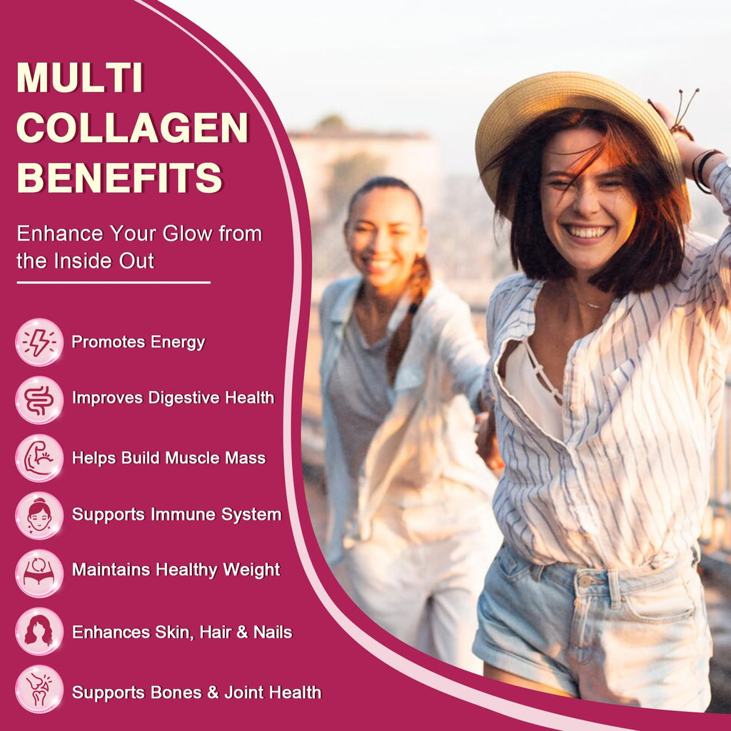 ZEBORA Multi Collagen Peptides Powder Packets with Hyaluronic Acid, Biotin, MCT - Hydrolyzed Collagen with 5 Billion Probiotics