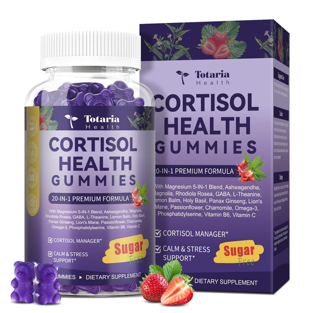 Cortisol Supplements for Women & Men 20-in-1 Cortisol Gummies with Ashwagandha Rhodiola Rosea Magnesium Phosphatidylserine Calm Focus Mood Support Healthy Cortisol Levels 30 Day Supply Totaria Au supplements