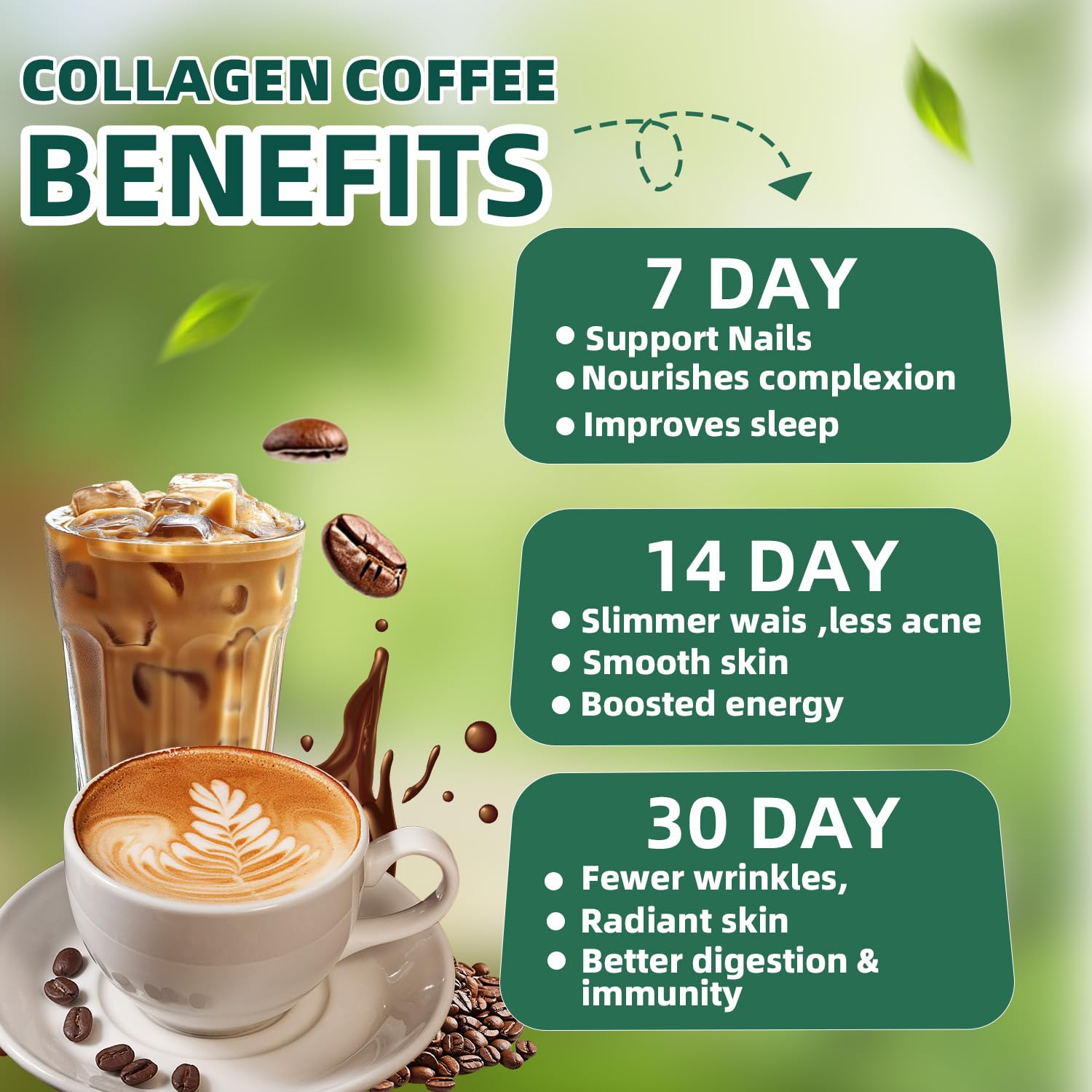 Skiseoy 20x Collagen Chia Coffee - 11-in-1 Coffee Shape Mix with L-Glutathione for Skin, Hair, Joints - Boost Energy and Focus, Vegan Friendly, 45 Servings Skiseoy Au supplements