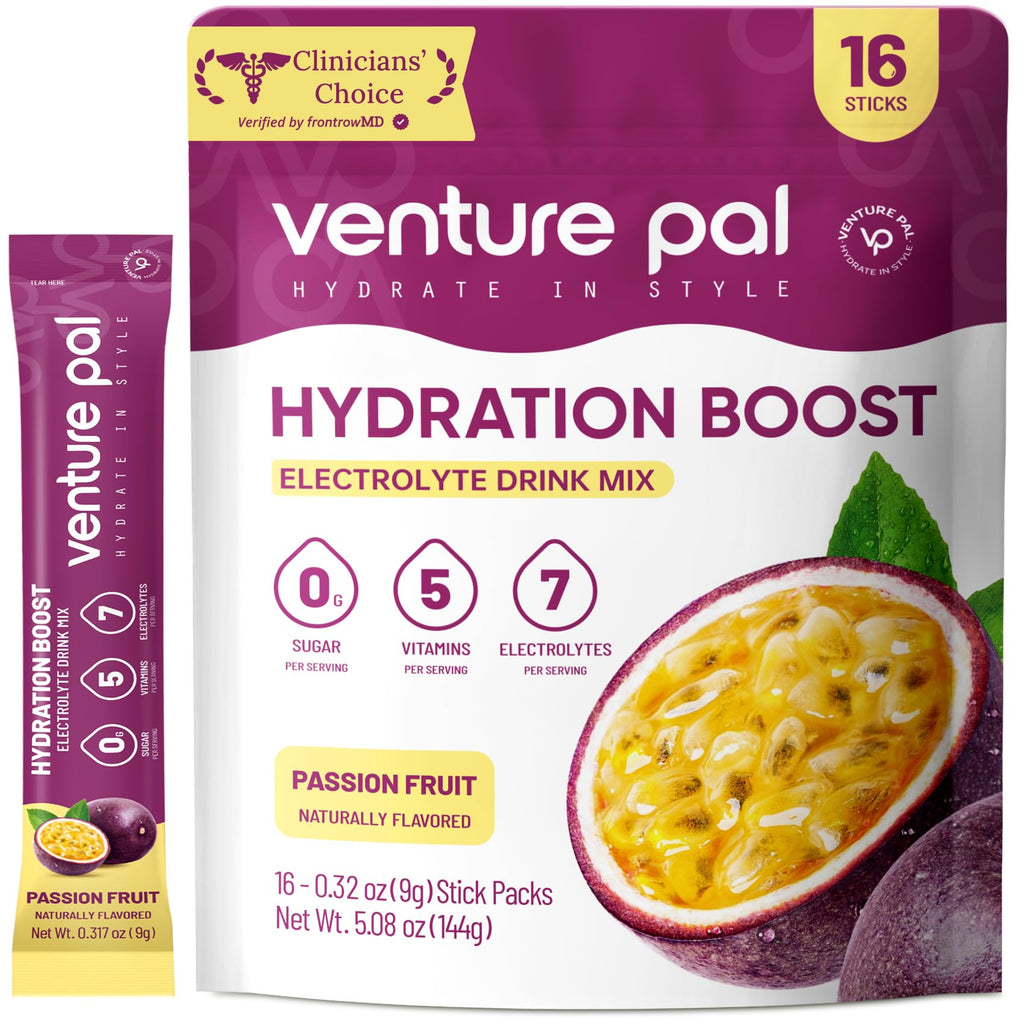 Venture Pal Sugar Free Electrolyte Powder Packets - Liquid Daily IV Drink Mix for Rapid Hydration & Party Recovery | 5 Vitamins & 7 Electrolytes| Keto Friendly