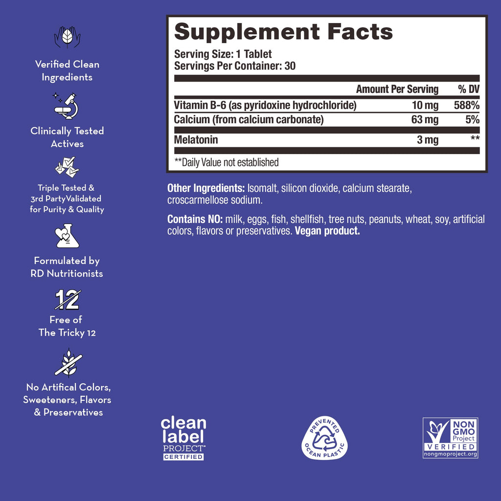HUM Beauty zzZz Melatonin Sleep Supplement for Adults with Melatonin 3mg, Vitamin B6 and Calcium, Vegan, Gluten Free, Non GMO Sleep Support Tablets for Adults and Beauty Rest, 30 Vegan Tablets HUM Au supplements