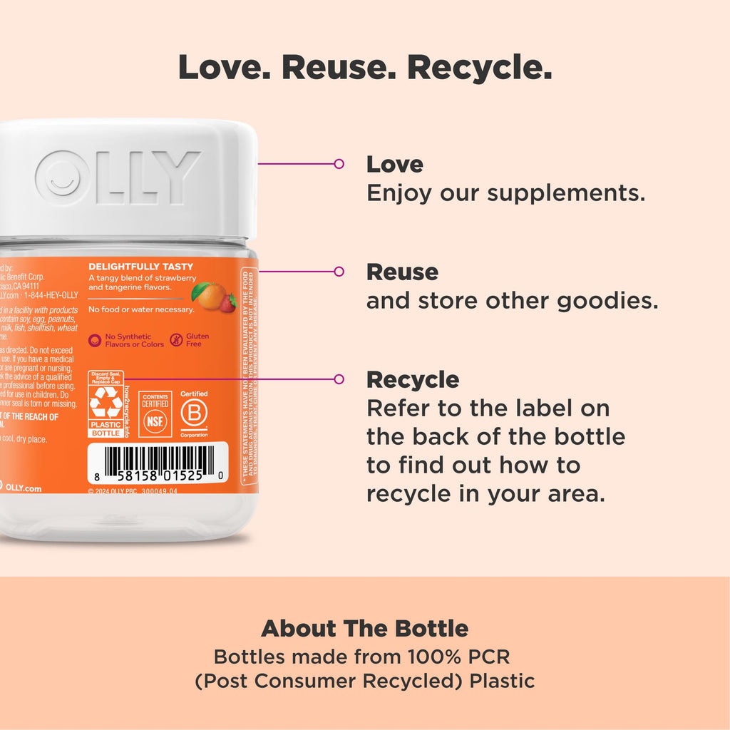OLLY Laser Focus Gummy, Ginseng, Alpha GPC, B Vitamins, Berry Tangerine Flavor - 36 Count OLLY Au supplements