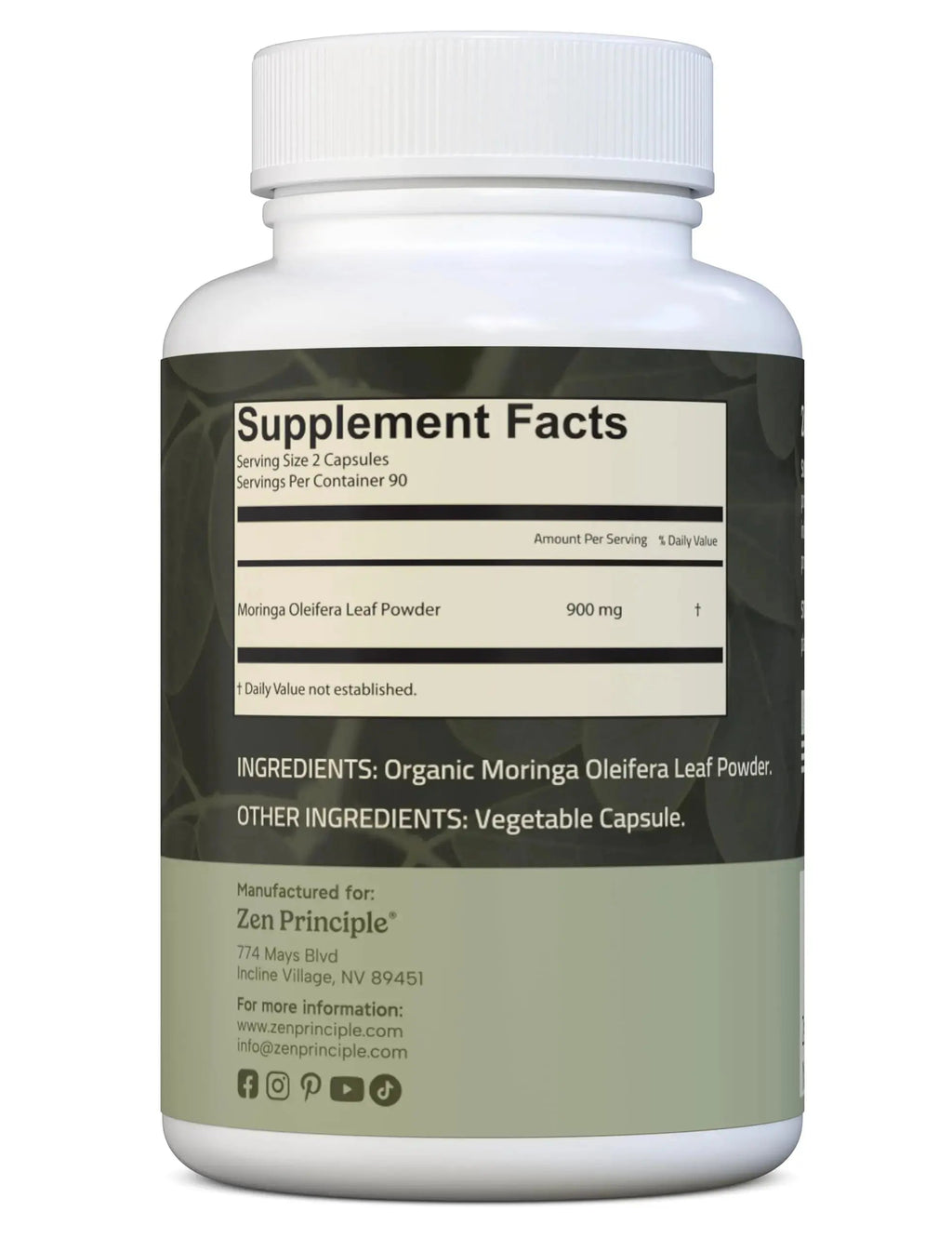 Zen Principle Organic Moringa Oleifera. Ultra-Premium. Provides an All Natural Energy Boost and Multi-Vitamin Zen Principle Au supplements