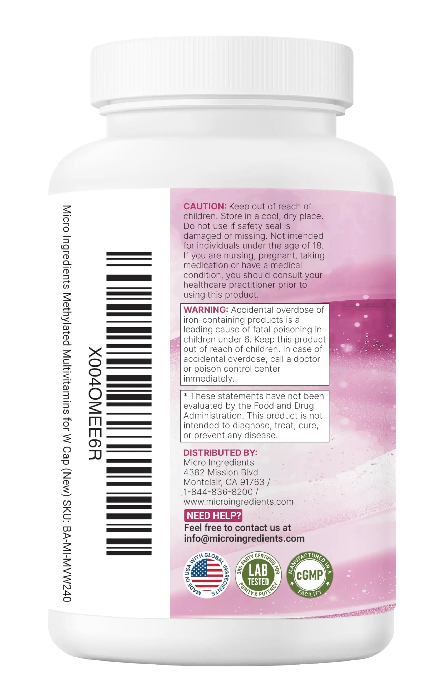 Micro Ingredients Pure Methylated Multivitamin for Women, 240 Capsules | 32-in-1 Formula with Vitamin B, C, D + Iron, Methylfolate & More Micro Ingredients Au supplements