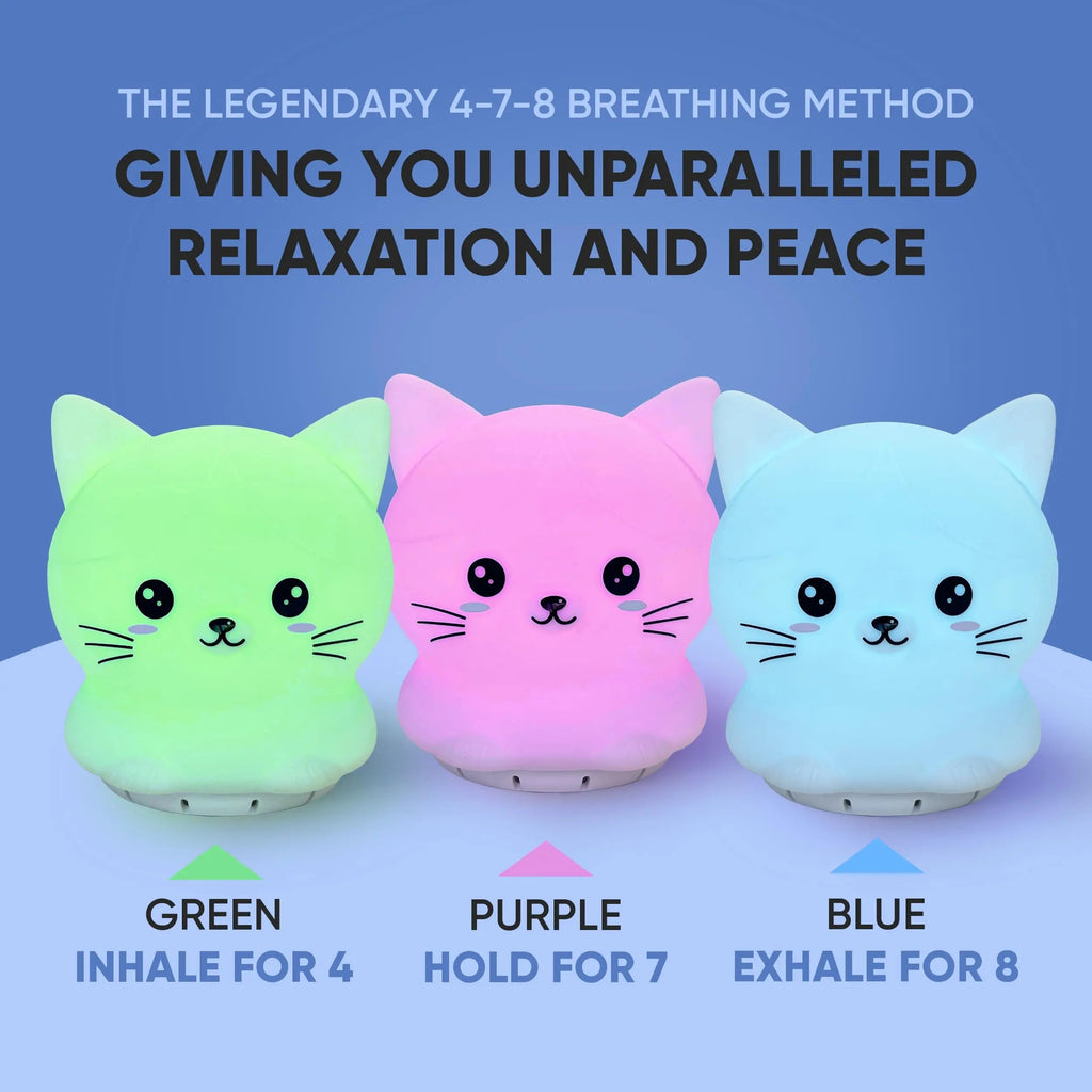 Mindfulness 'Breathing Kitty' | 4-7-8 Guided Visual Meditation Breathing Light | 3 in 1 Device Rainlax Au supplements