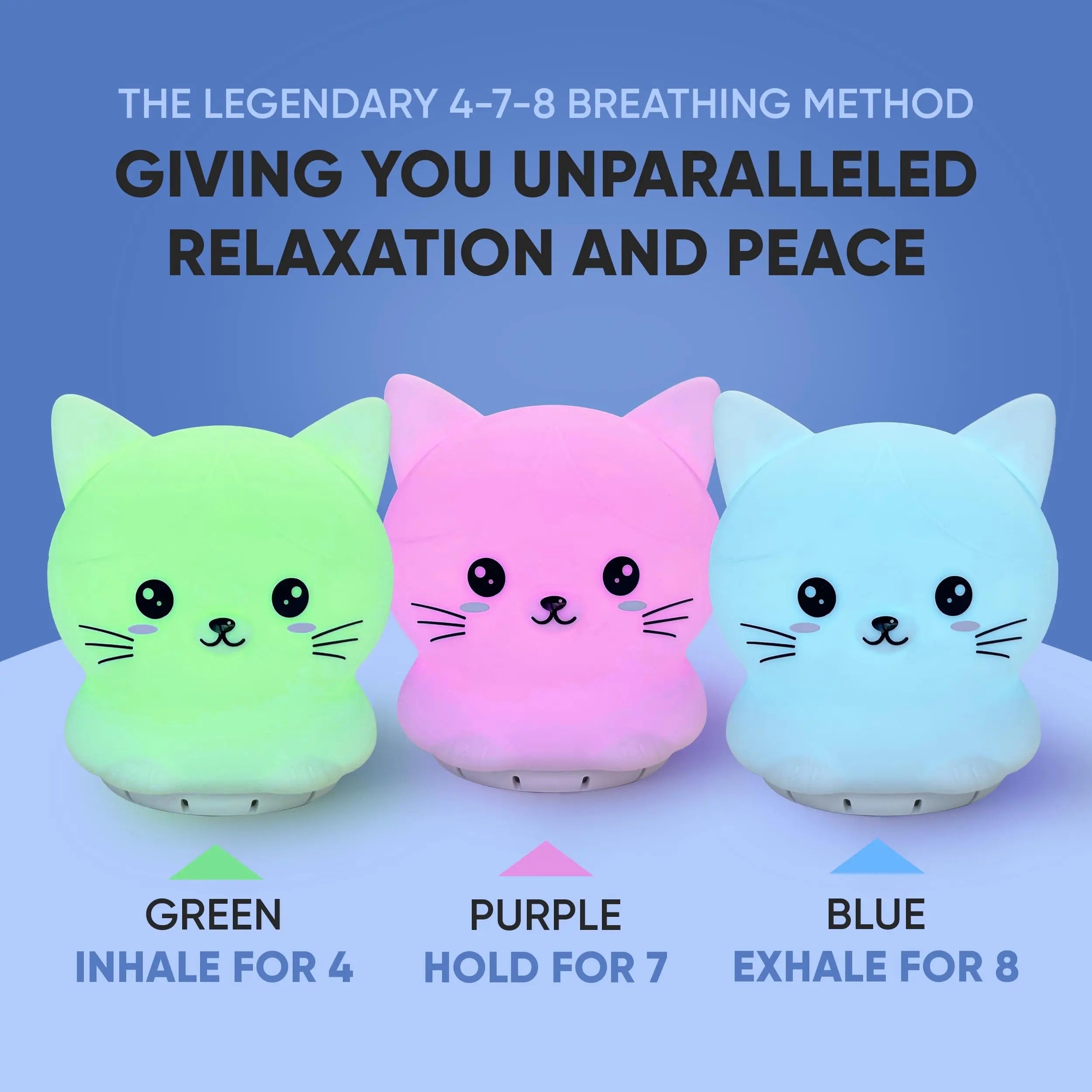 Mindfulness 'Breathing Kitty' | 4-7-8 Guided Visual Meditation Breathing Light | 3 in 1 Device Rainlax Au supplements