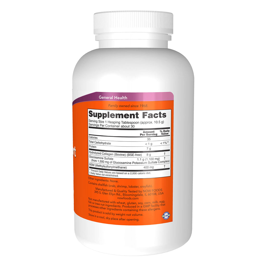 NOW Foods Supplements, Collagen Joint Support™ Powder with Beef Gelatin, Glucosamine Sulfate and MSM, 11-Ounce NOW Foods Au supplements