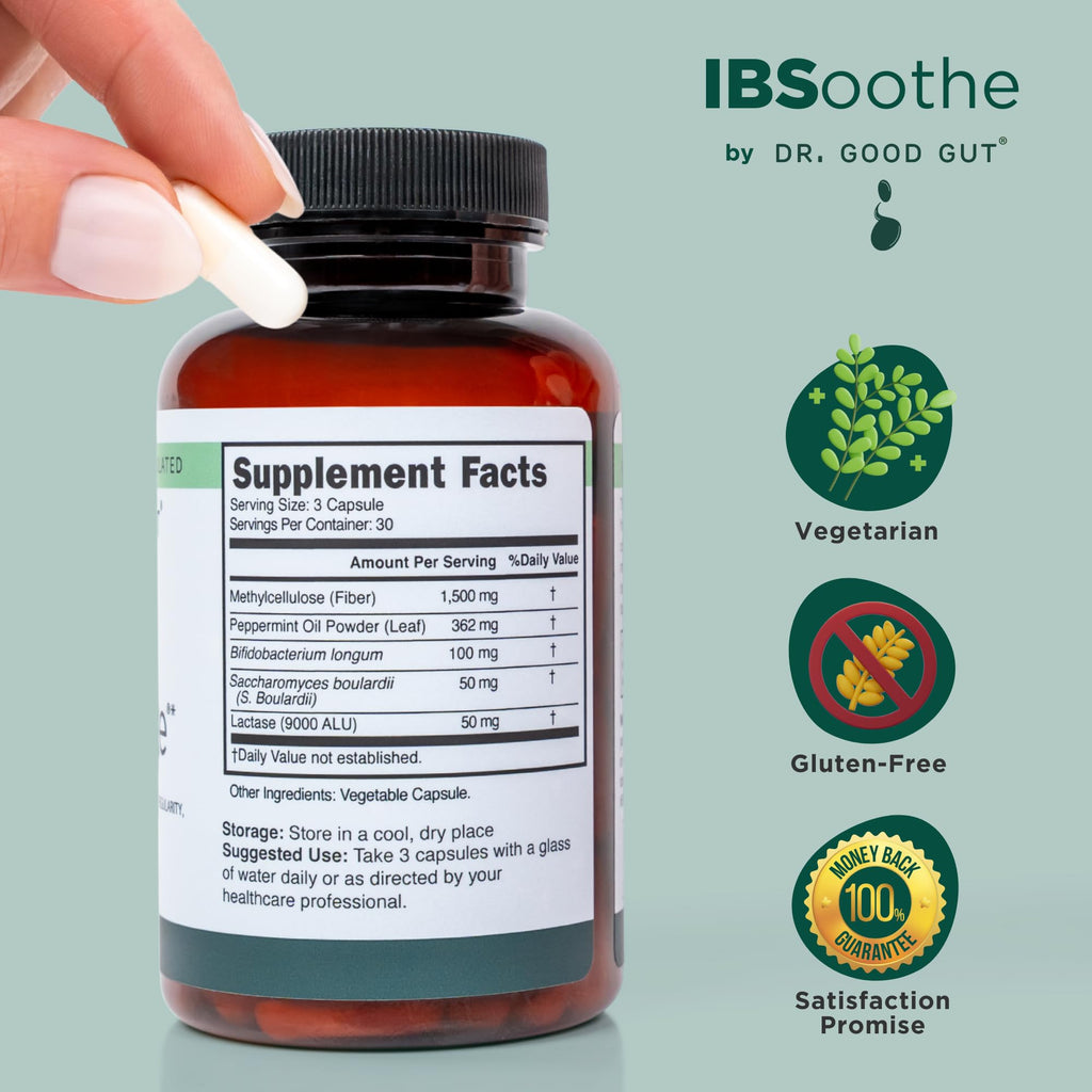 IBSoothe by Dr. Good Gut – Gut Health Supplement for Women & Men with Fiber, Probiotics, Enzymes & Peppermint Oil for Bloating Relief, Digestive Support, IBS Relief & Daily Gut Wellness – 90 Capsules DR. GOODGUT Au supplements
