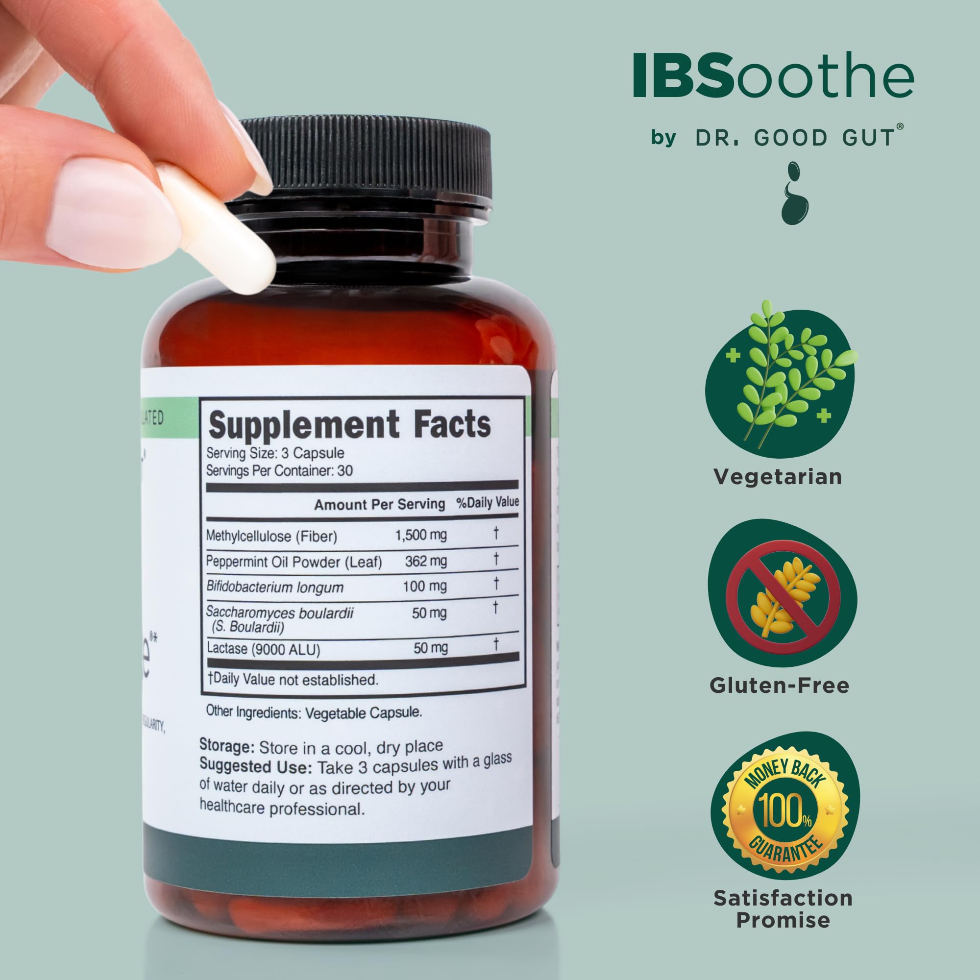 IBSoothe by Dr. Good Gut – Gut Health Supplement for Women & Men with Fiber, Probiotics, Enzymes & Peppermint Oil for Bloating Relief, Digestive Support, IBS Relief & Daily Gut Wellness – 90 Capsules DR. GOODGUT Au supplements