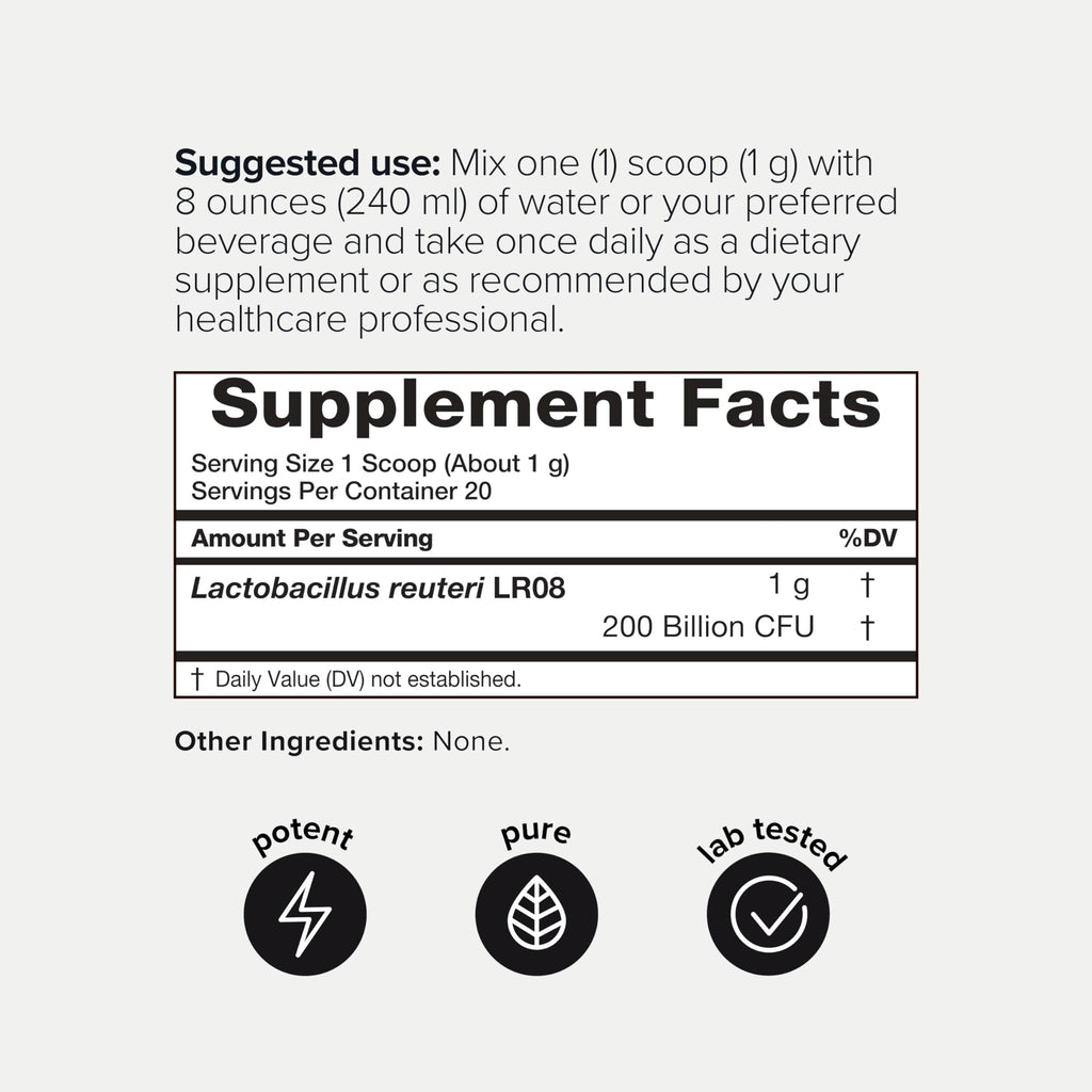 Lactobacillus Reuteri Powder – Ultra High Strength 200 Billion CFU Probiotic L Reuteri Supplement and Yogurt Starter – Third Party Tested Pure Single-Strain– Shelf-Stable – 20g Toniiq Au supplements