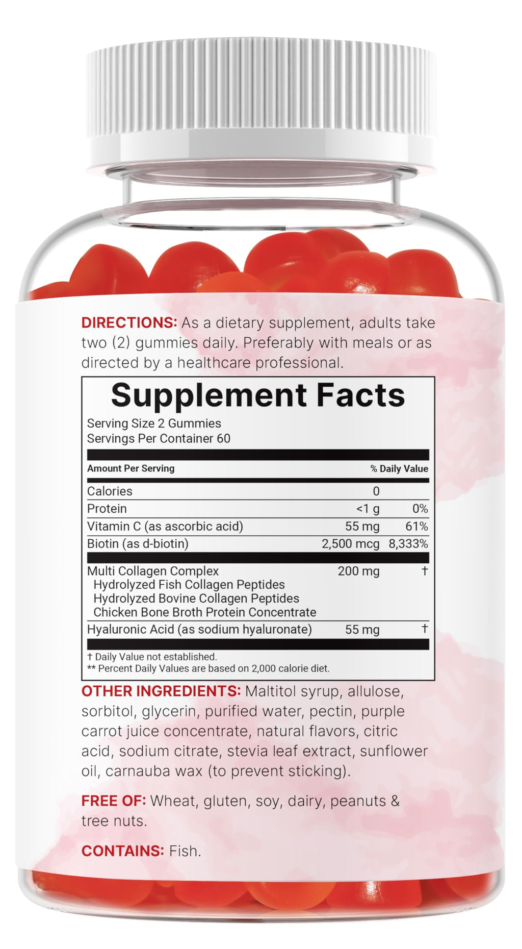 Micro Ingredients Multi Collagen Peptides, 120 Collagen Gummies | Type I,II,III,V,X Protein with Biotin, Hyaluronic Acid, & Vitamin C Complex | Pomegranate & Berry Flavored