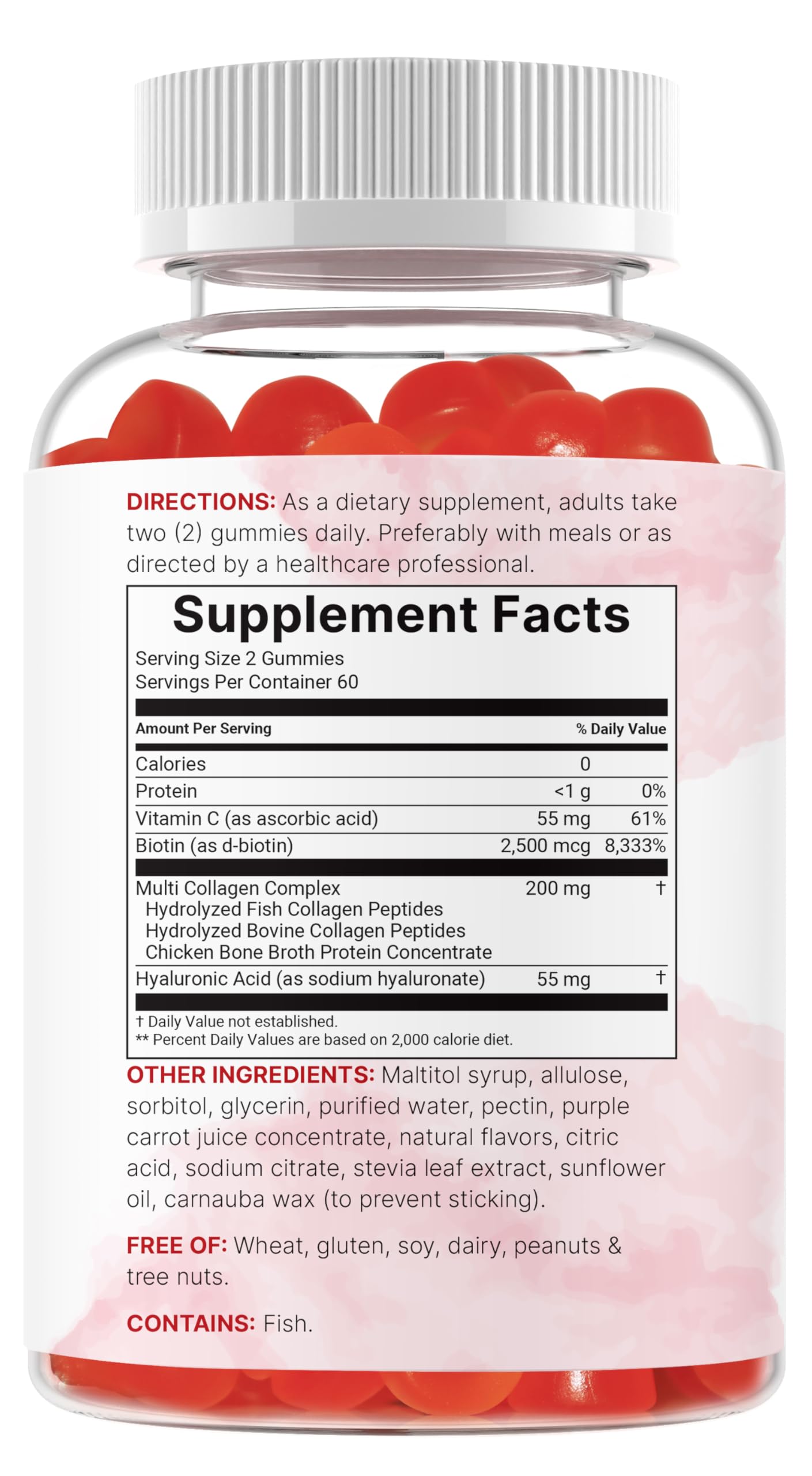Micro Ingredients Multi Collagen Peptides, 120 Collagen Gummies | Type I,II,III,V,X Protein with Biotin, Hyaluronic Acid, & Vitamin C Complex | Pomegranate & Berry Flavored