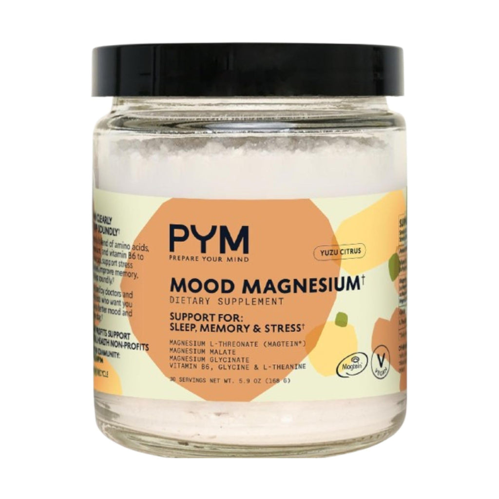 PYM Mood Magnesium Powder to Support Stress & Better Sleep, 30 Servings - Magnesium Glycinate, Magnesium Malate & l-Threonate, Yuzu Citrus | Non-GMO
